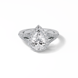 3.1 CT Pear Cut Split Shank & Halo Style Moissanite Engagement Ring 1