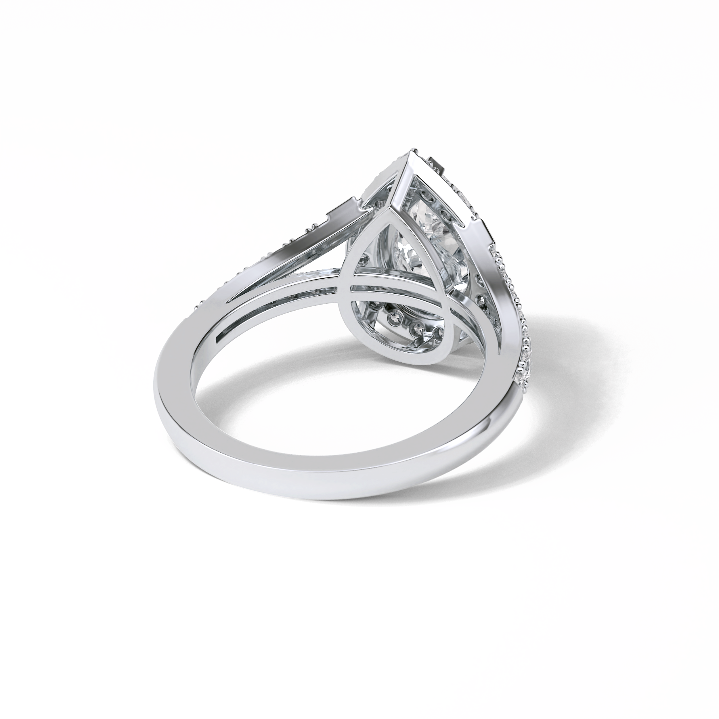3.1 CT Pear Cut Split Shank & Halo Style Moissanite Engagement Ring 6
