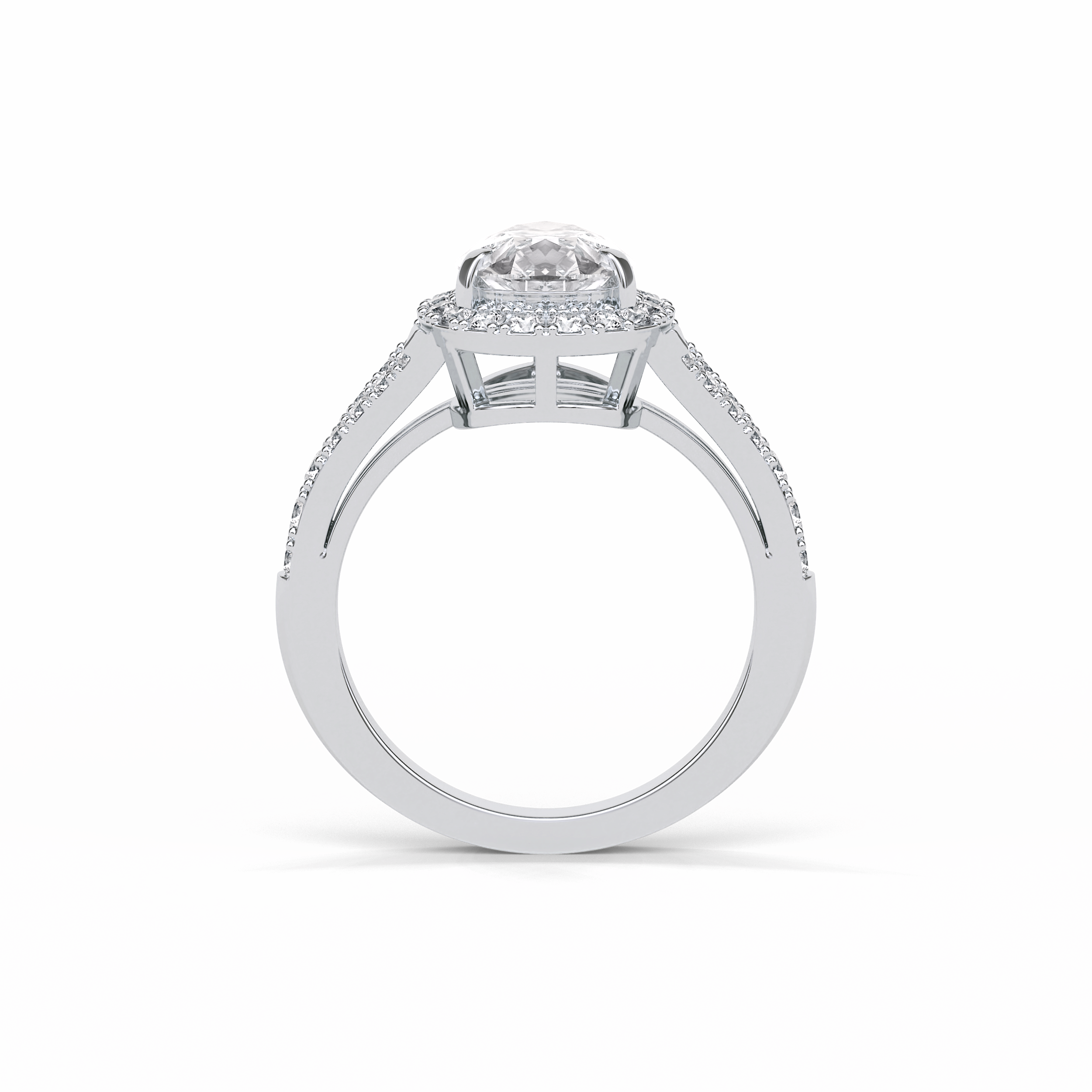 3.1 CT Pear Cut Split Shank & Halo Style Moissanite Engagement Ring 5