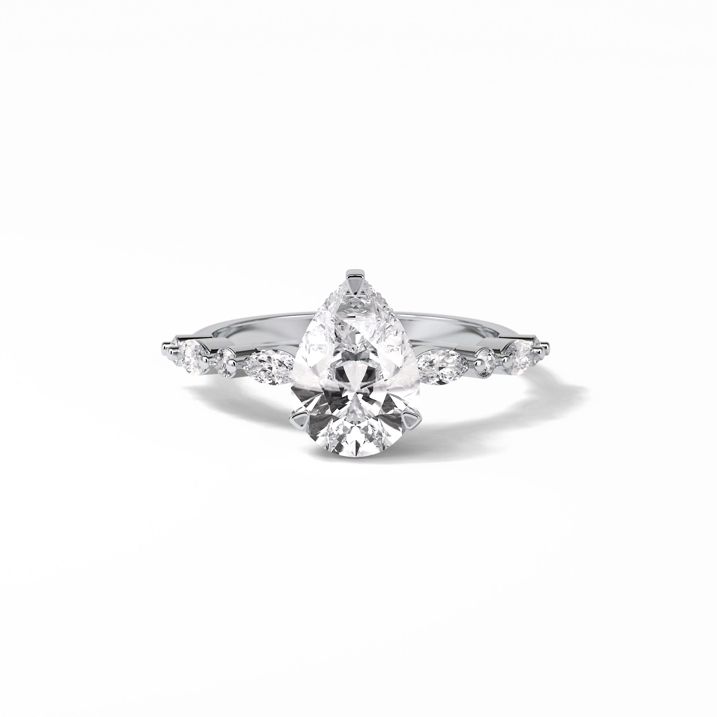 1.93 CT Pear Cut Dainty Style Moissanite Engagement Ring 1
