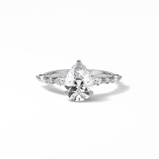 1.93 CT Pear Cut Dainty Style Moissanite Engagement Ring 1