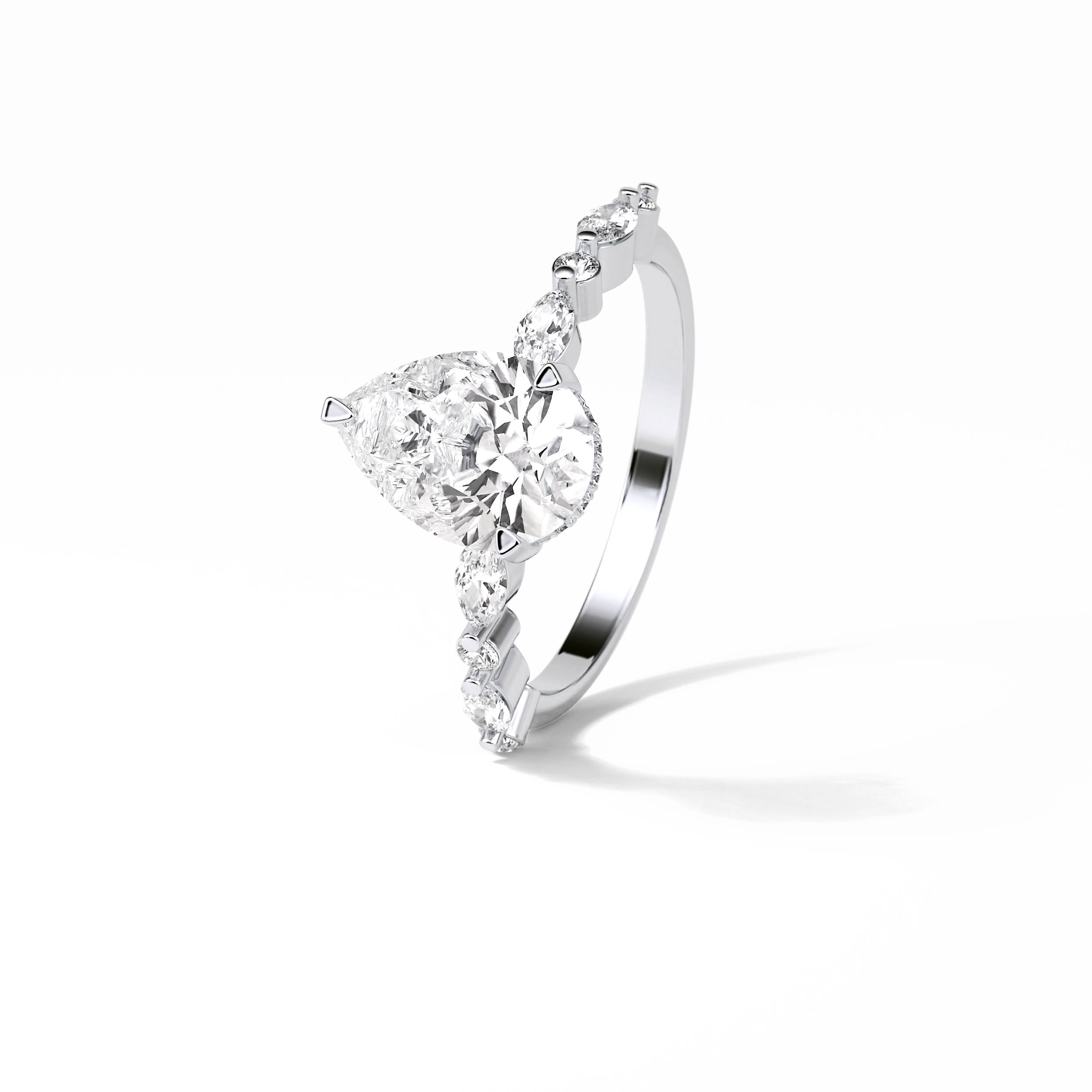 1.93 CT Pear Cut Dainty Style Moissanite Engagement Ring 7