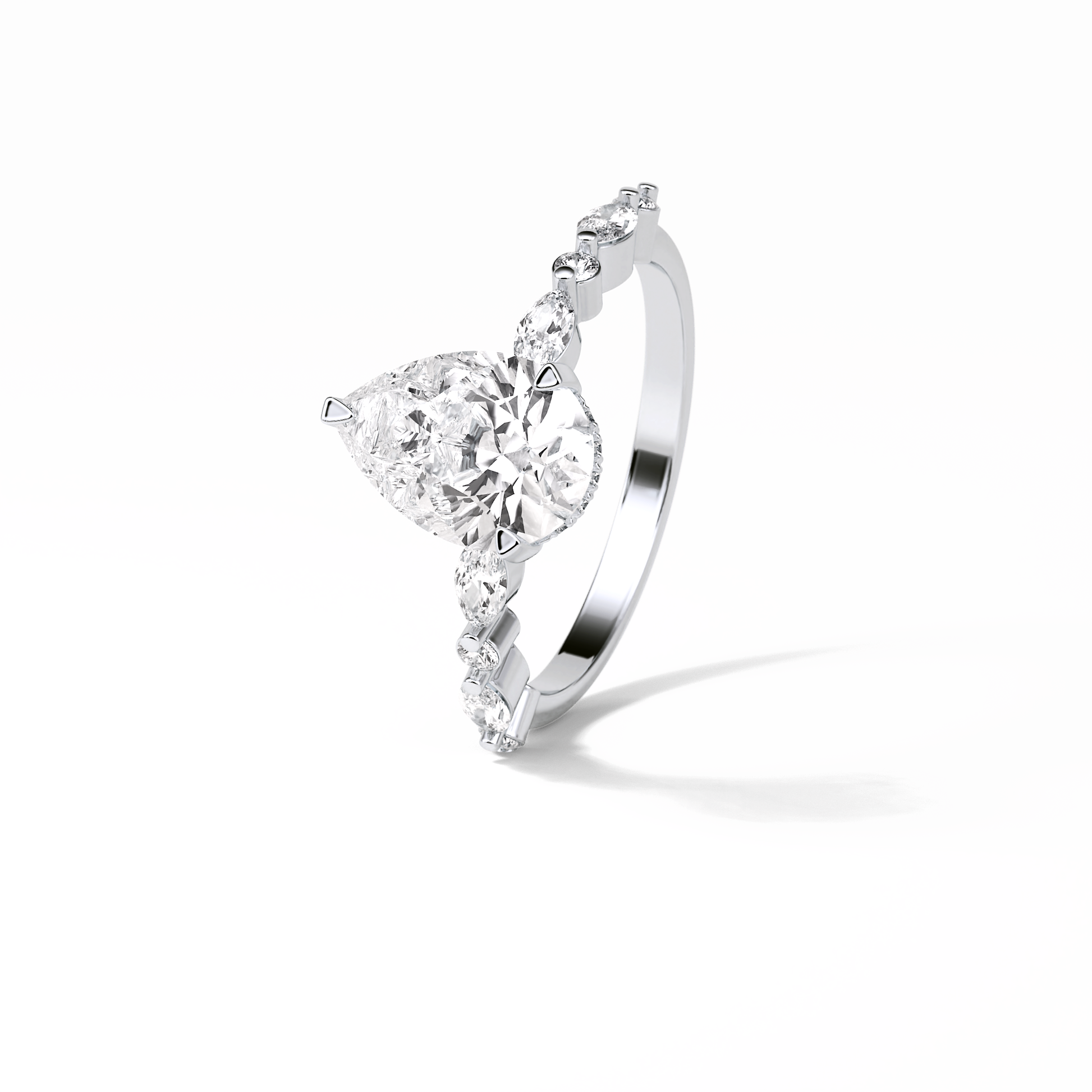 1.93 CT Pear Cut Dainty Style Moissanite Engagement Ring 7
