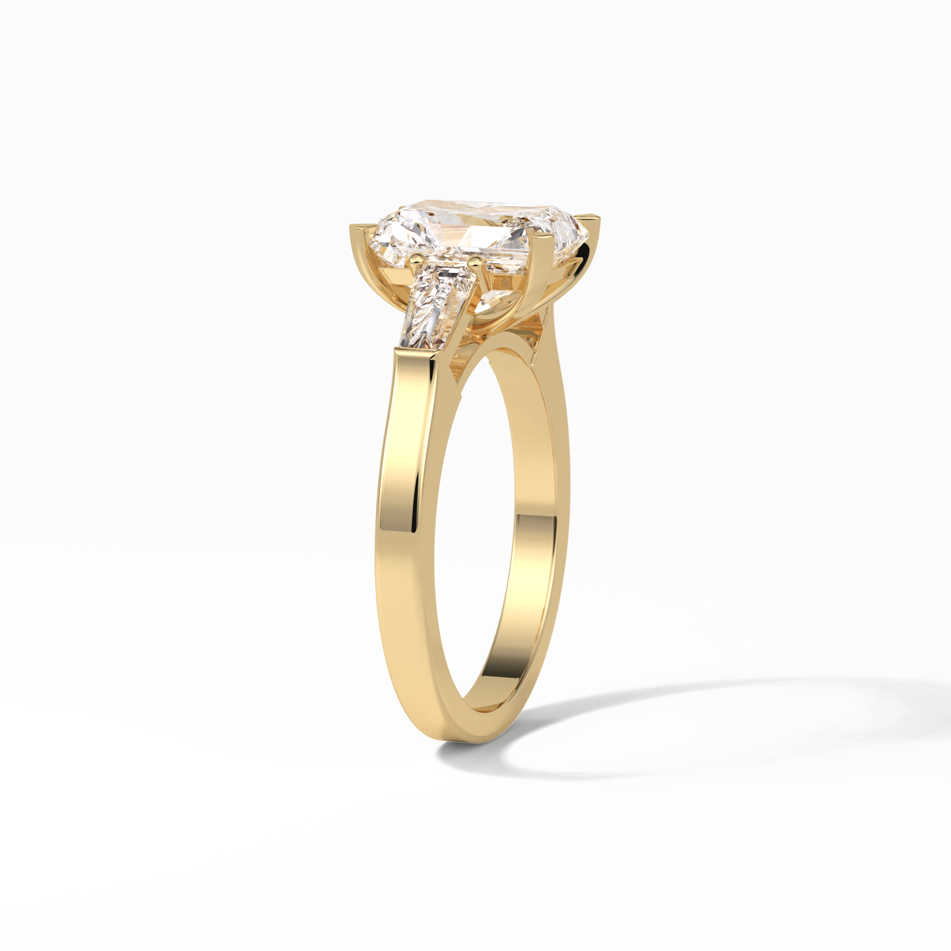 2.30 CT Radiant Cut Three Stones Style Moissanite Engagement Ring 13
