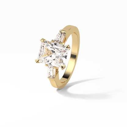 2.30 CT Radiant Cut Three Stones Style Moissanite Engagement Ring