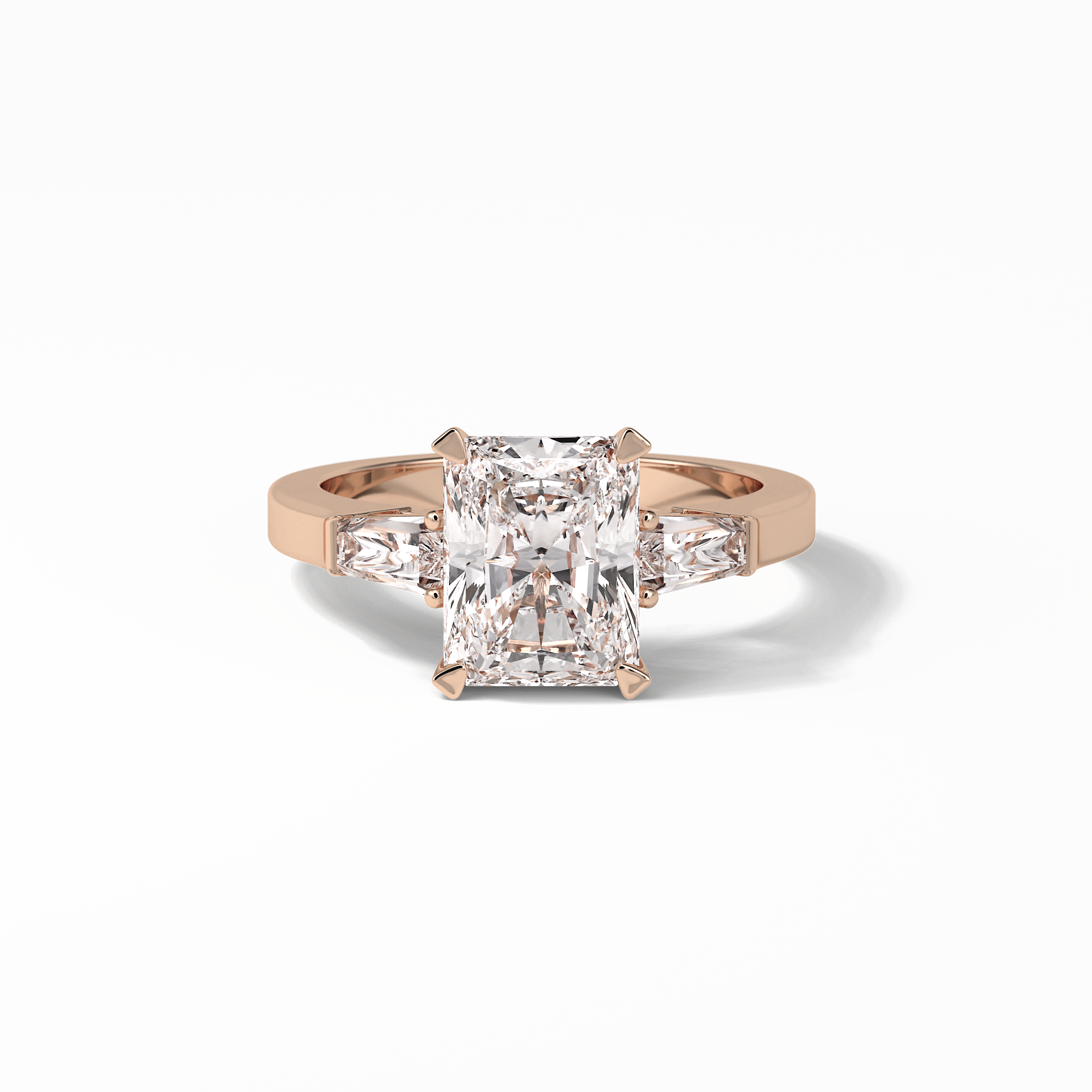 2.30 CT Radiant Cut Three Stones Style Moissanite Engagement Ring 16