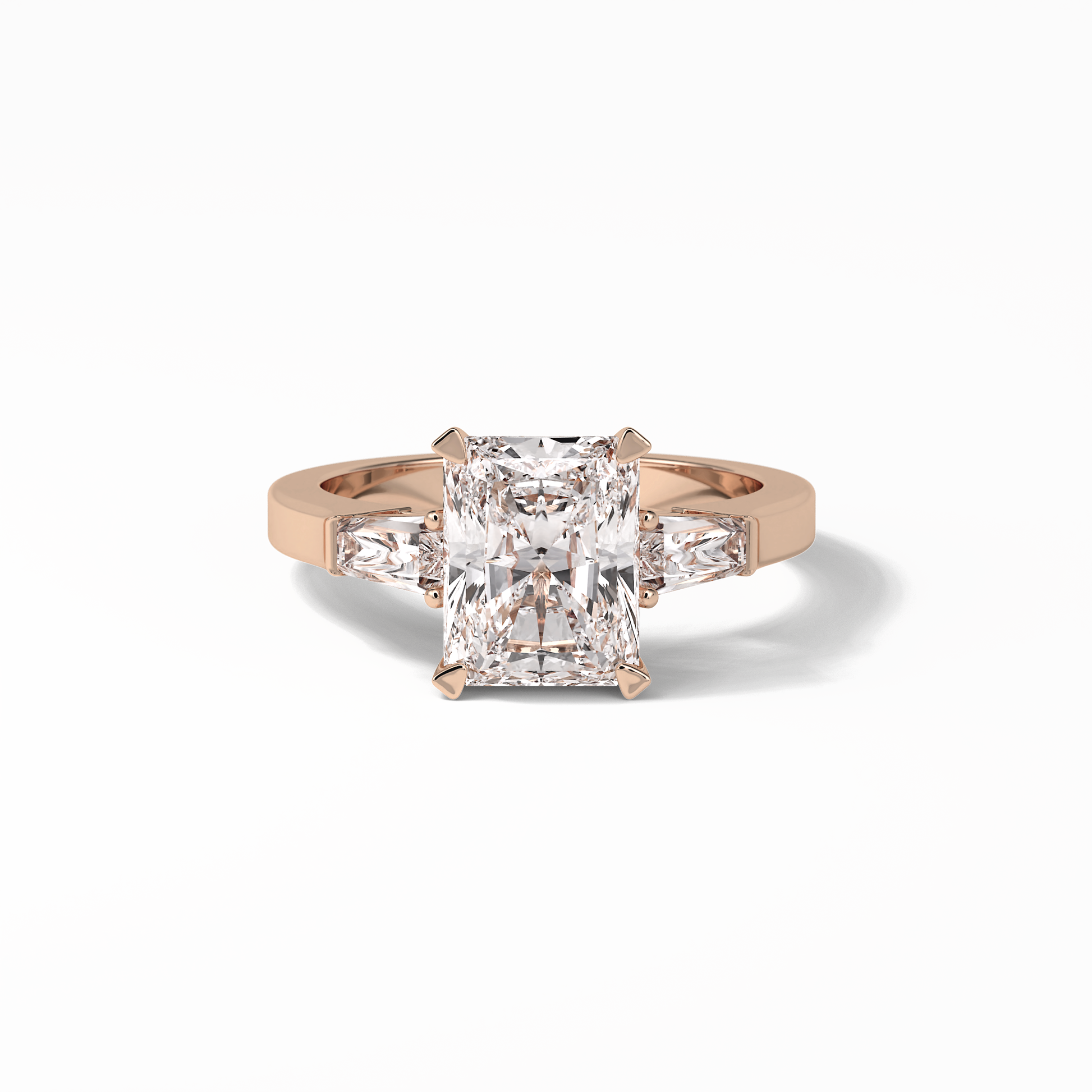 2.30 CT Radiant Cut Three Stones Style Moissanite Engagement Ring 16