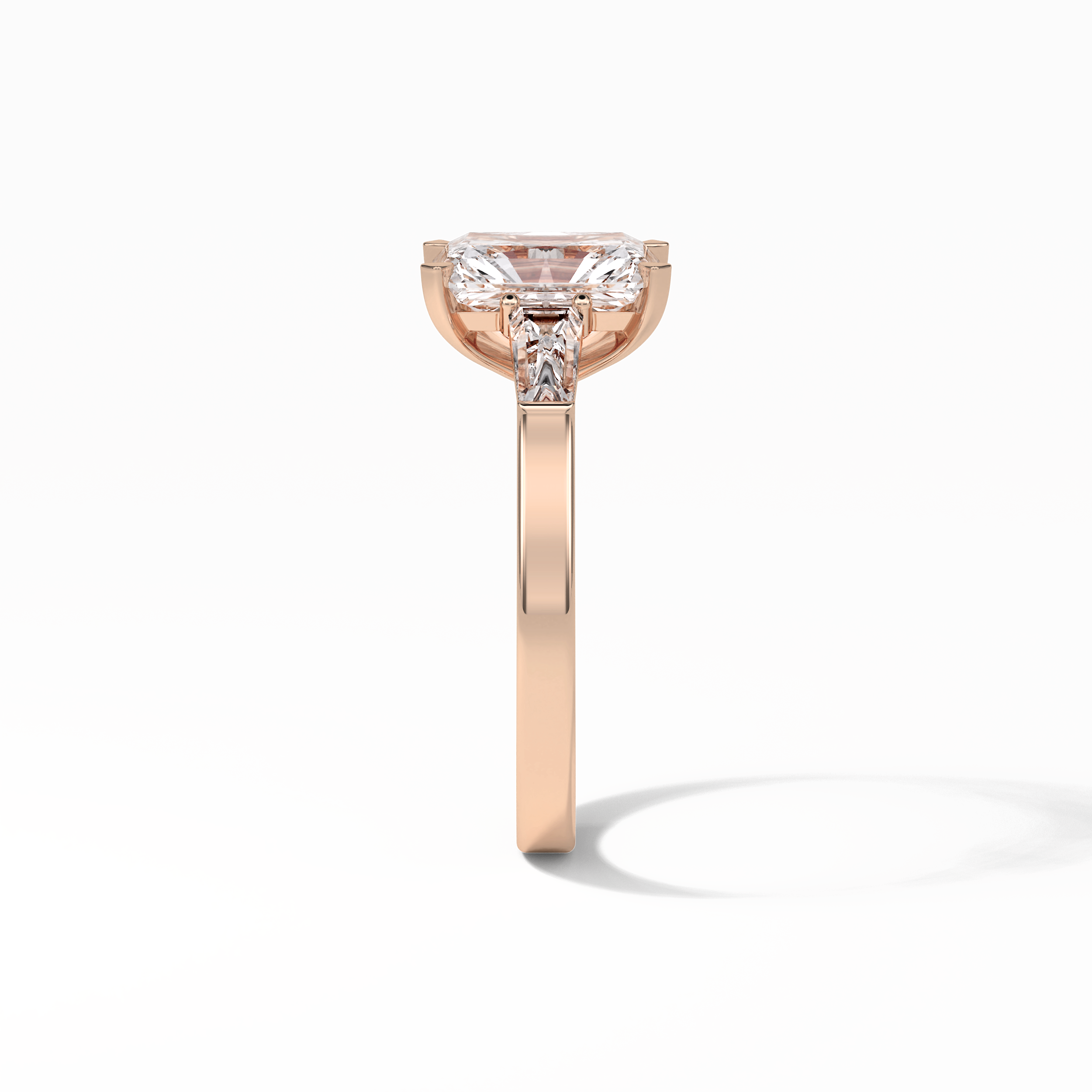 2.30 CT Radiant Cut Three Stones Style Moissanite Engagement Ring 10