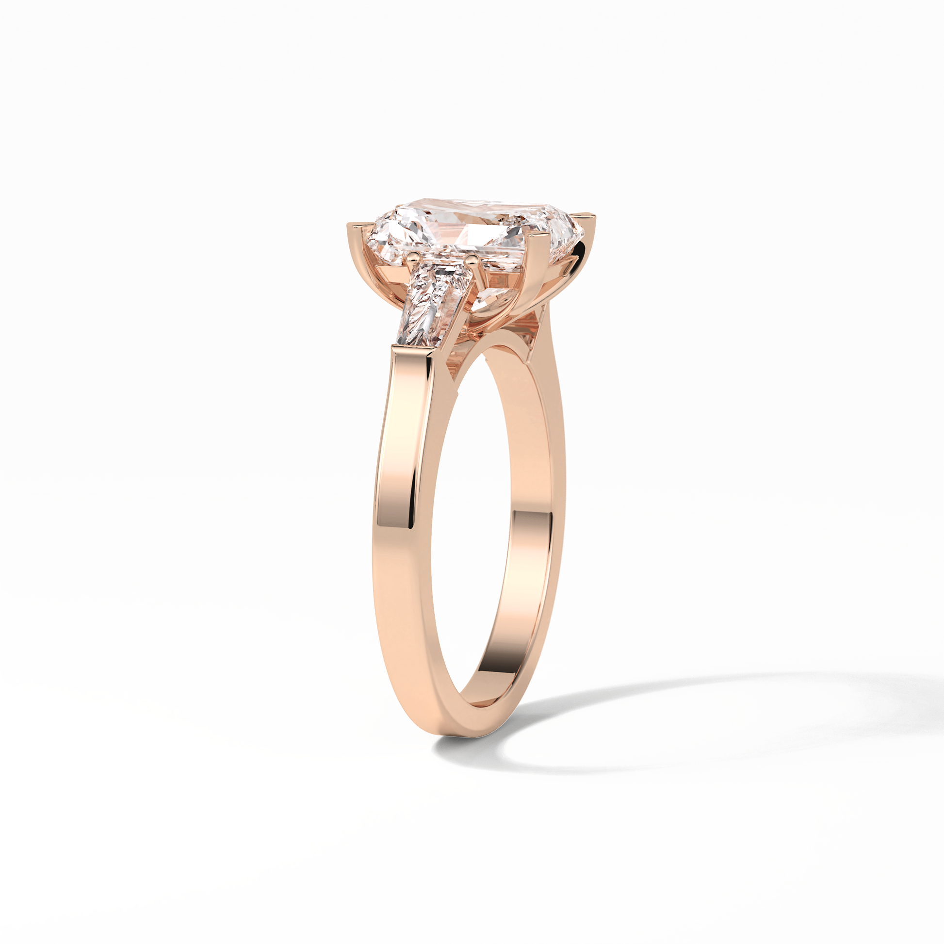2.30 CT Radiant Cut Three Stones Style Moissanite Engagement Ring 11