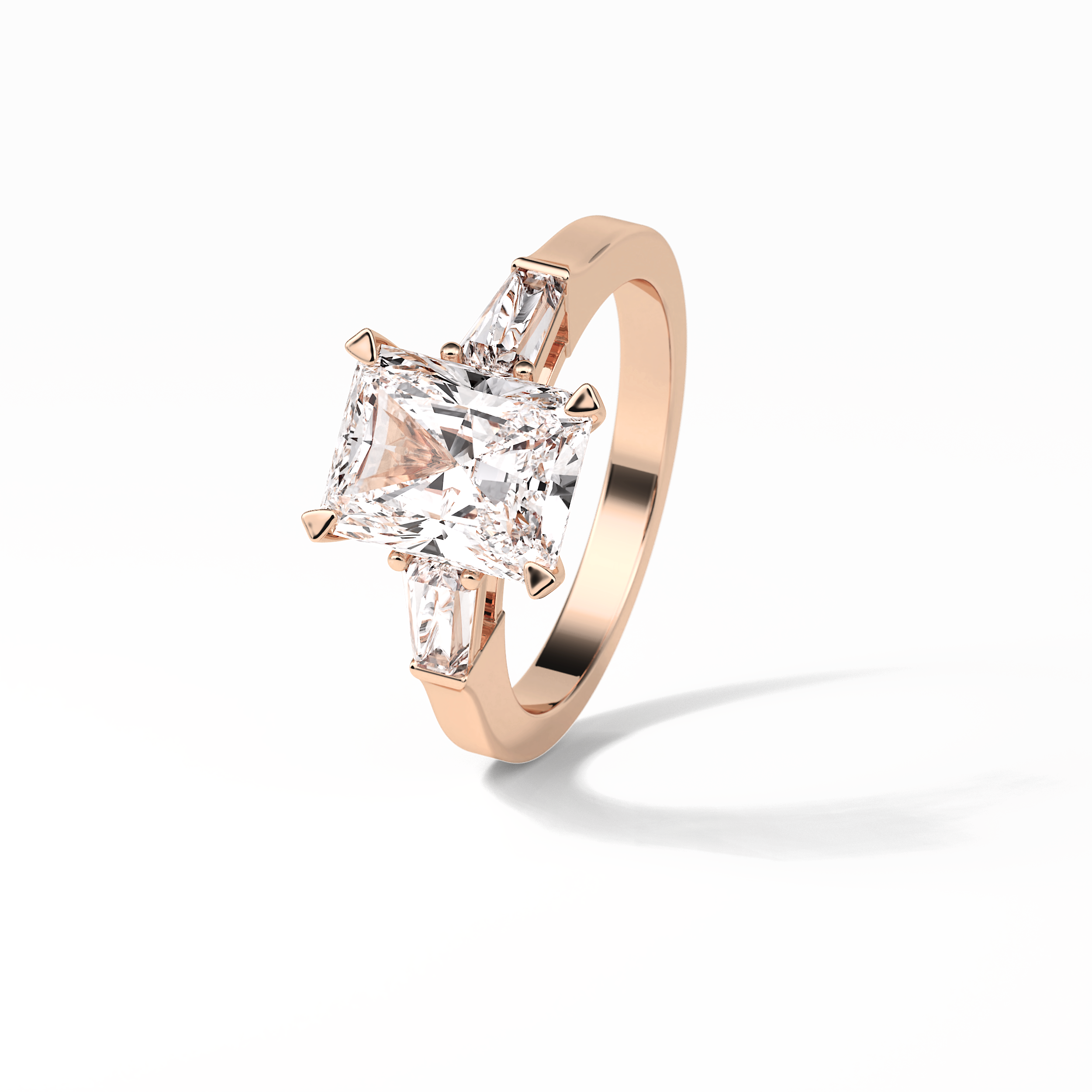 2.30 CT Radiant Cut Three Stones Style Moissanite Engagement Ring 18