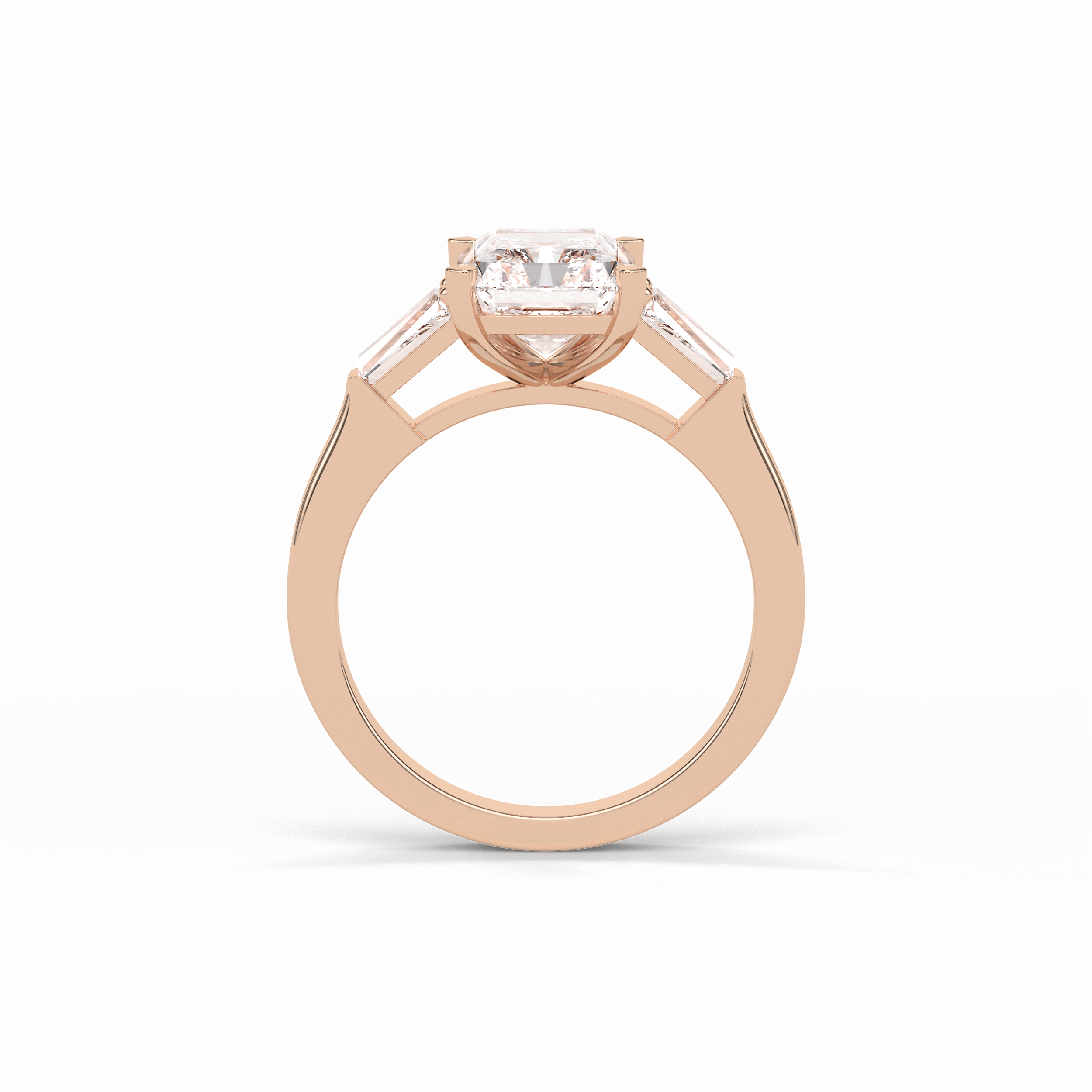 2.30 CT Radiant Cut Three Stones Style Moissanite Engagement Ring 12
