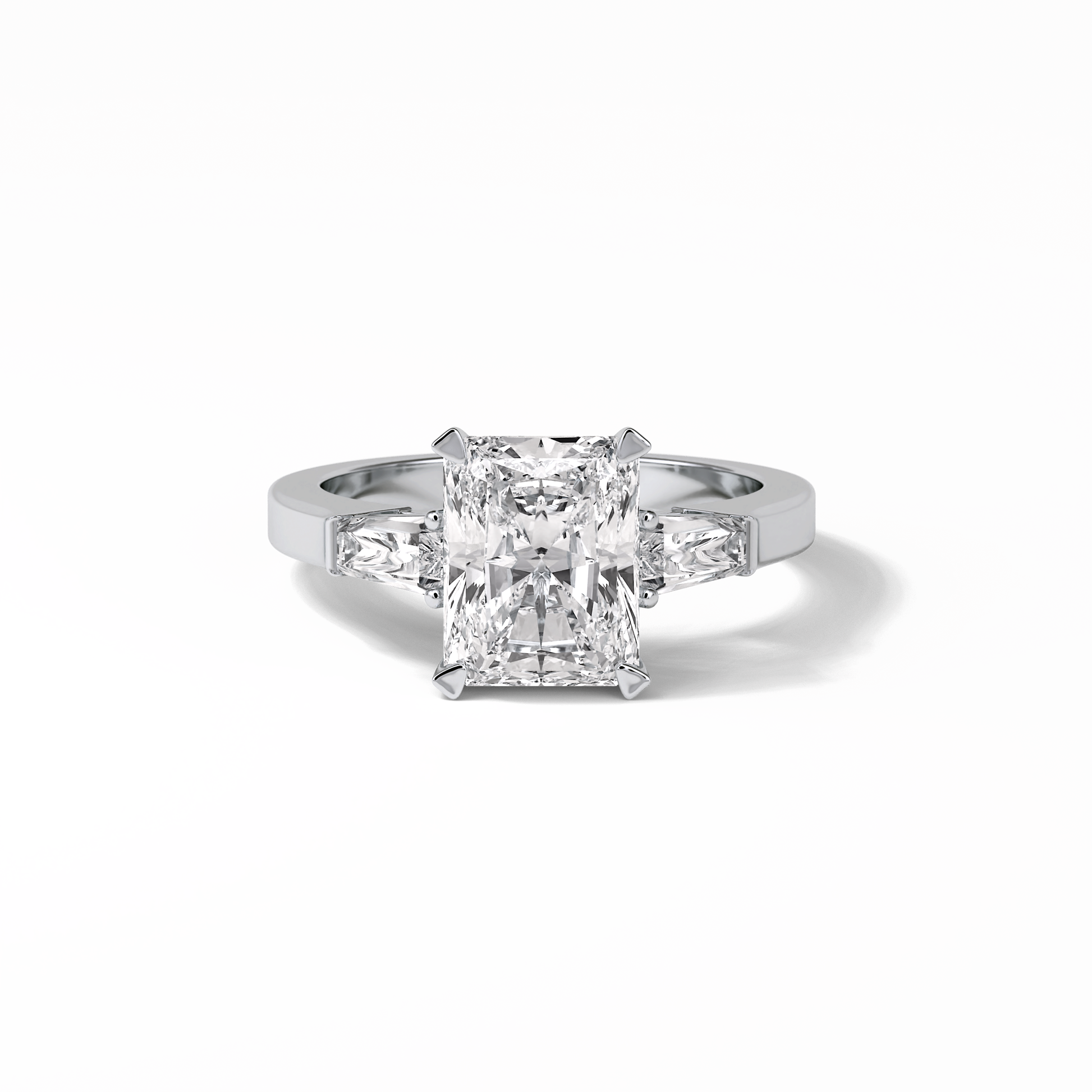 2.30 CT Radiant Cut Three Stones Style Moissanite Engagement Ring 1