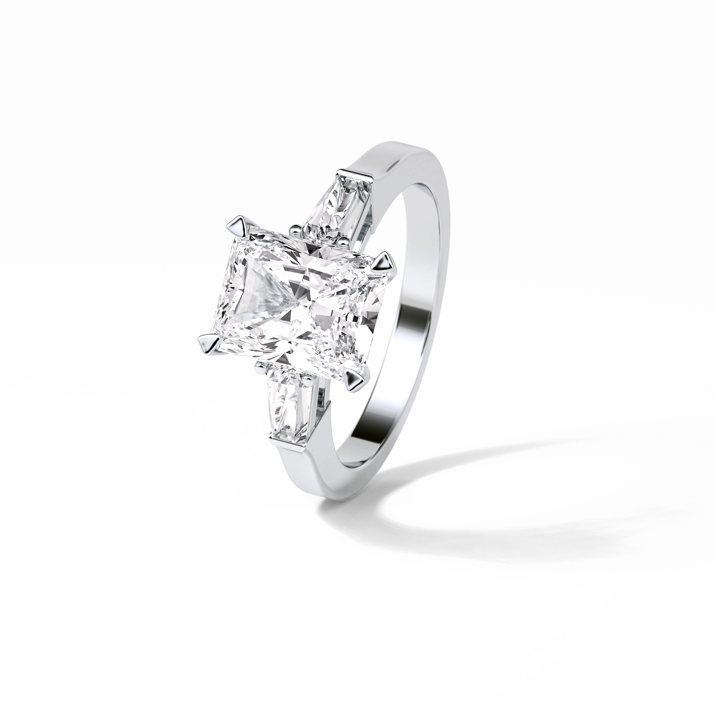 2.30 CT Radiant Cut Three Stones Style Moissanite Engagement Ring 6