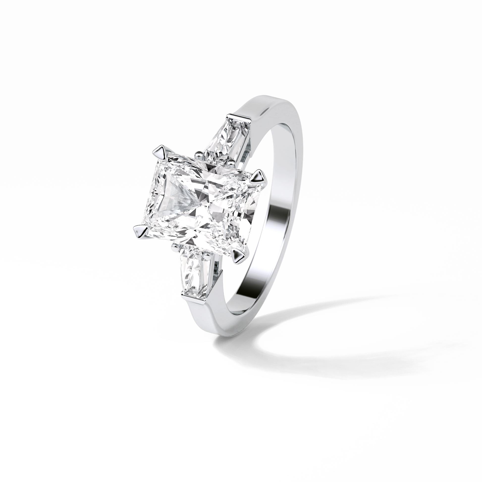 2.30 CT Radiant Cut Three Stones Style Moissanite Engagement Ring 6