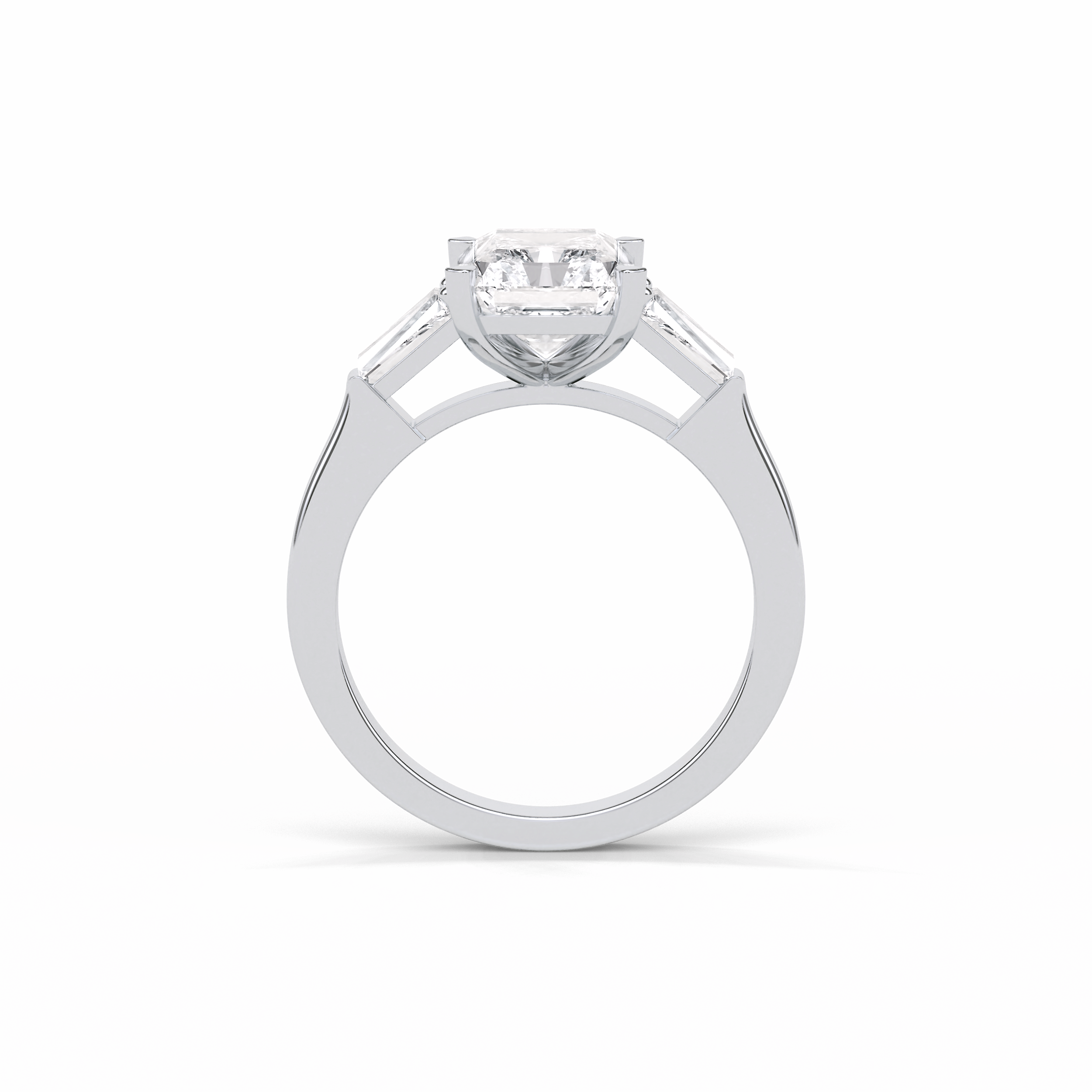 2.30 CT Radiant Cut Three Stones Style Moissanite Engagement Ring 7