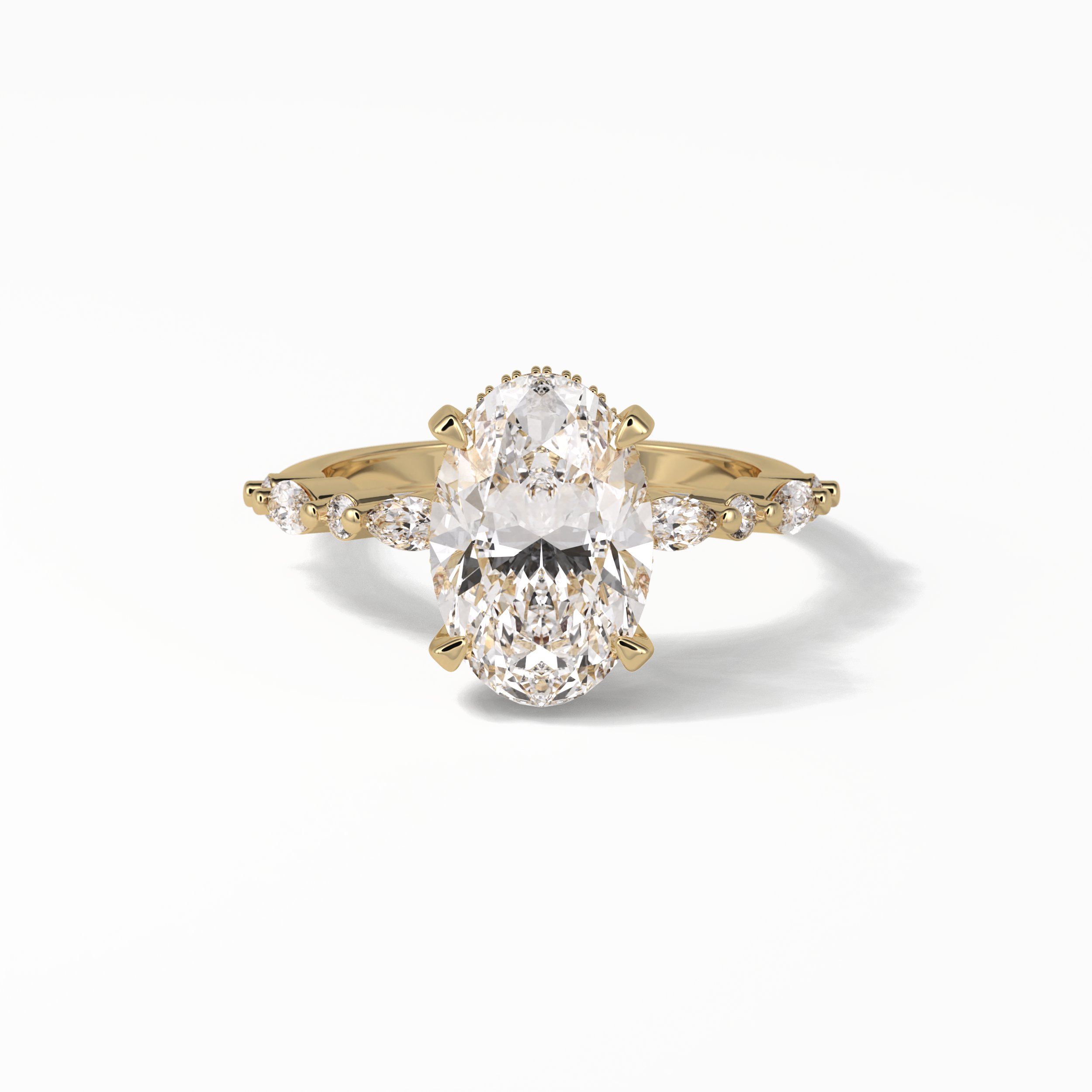 4.0 CT Oval Cut Dainty & Hidden Halo Style Moissanite Engagement Ring 15