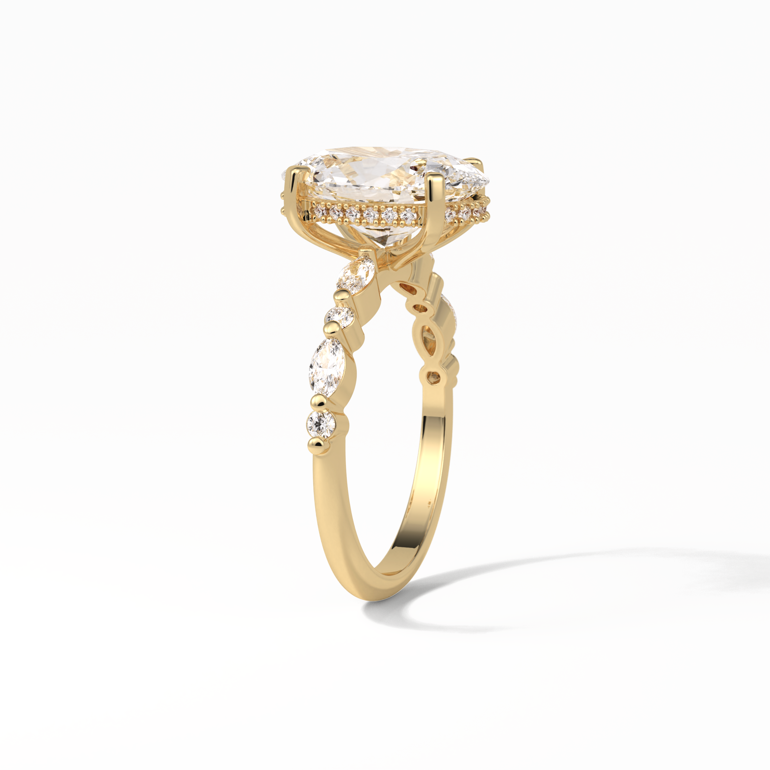 4.0 CT Oval Cut Dainty & Hidden Halo Style Moissanite Engagement Ring 19