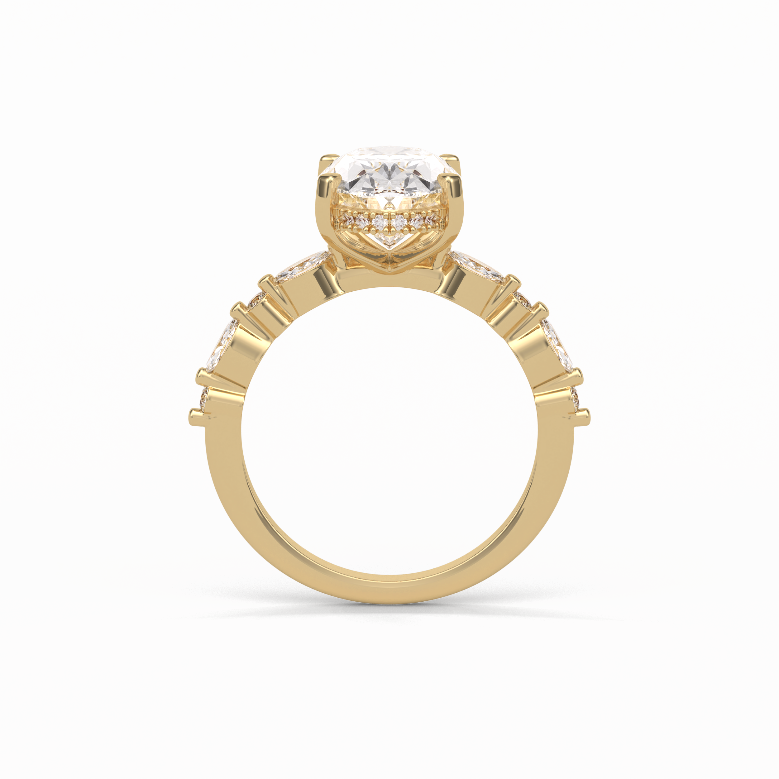 4.0 CT Oval Cut Dainty & Hidden Halo Style Moissanite Engagement Ring 21