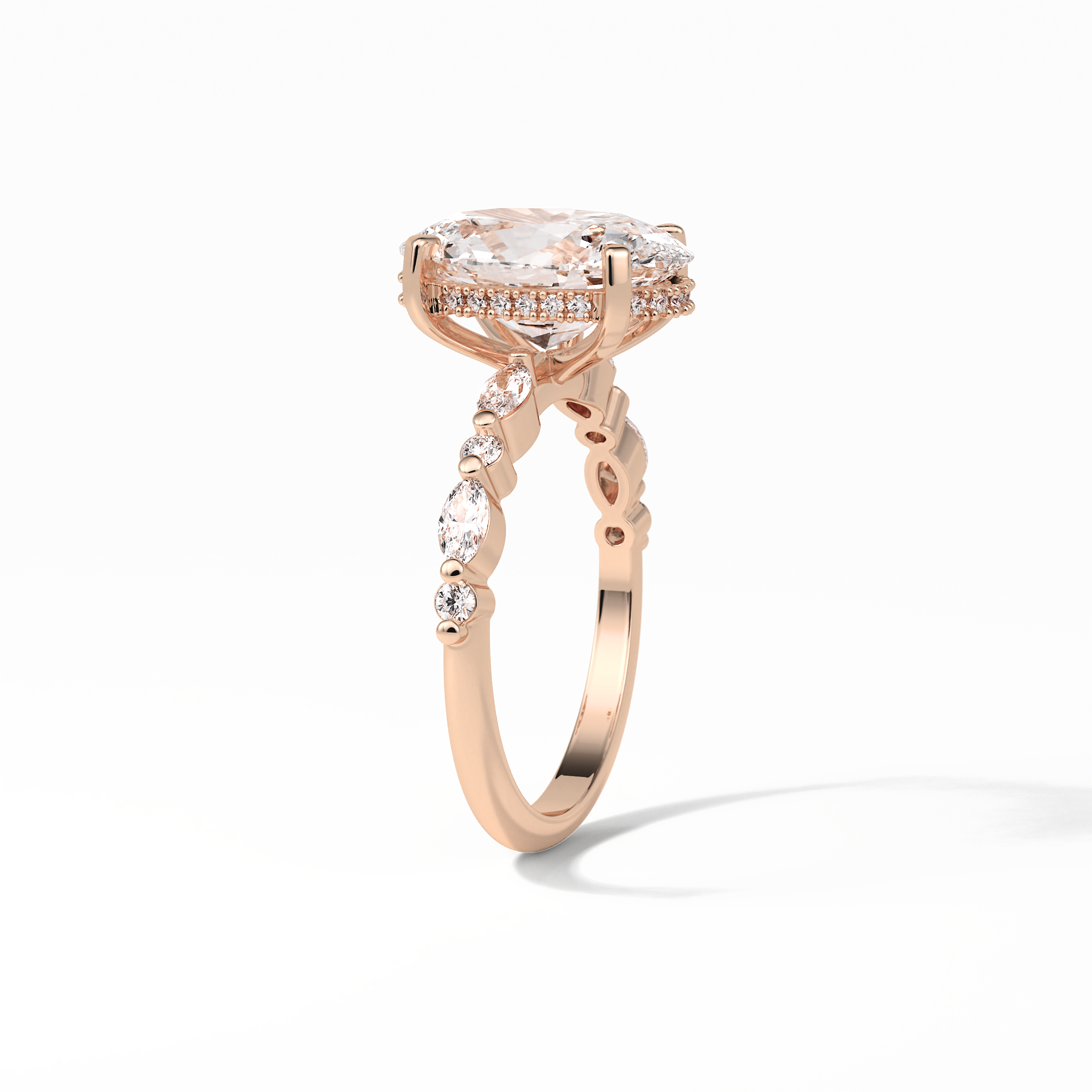 4.0 CT Oval Cut Dainty & Hidden Halo Style Moissanite Engagement Ring 13