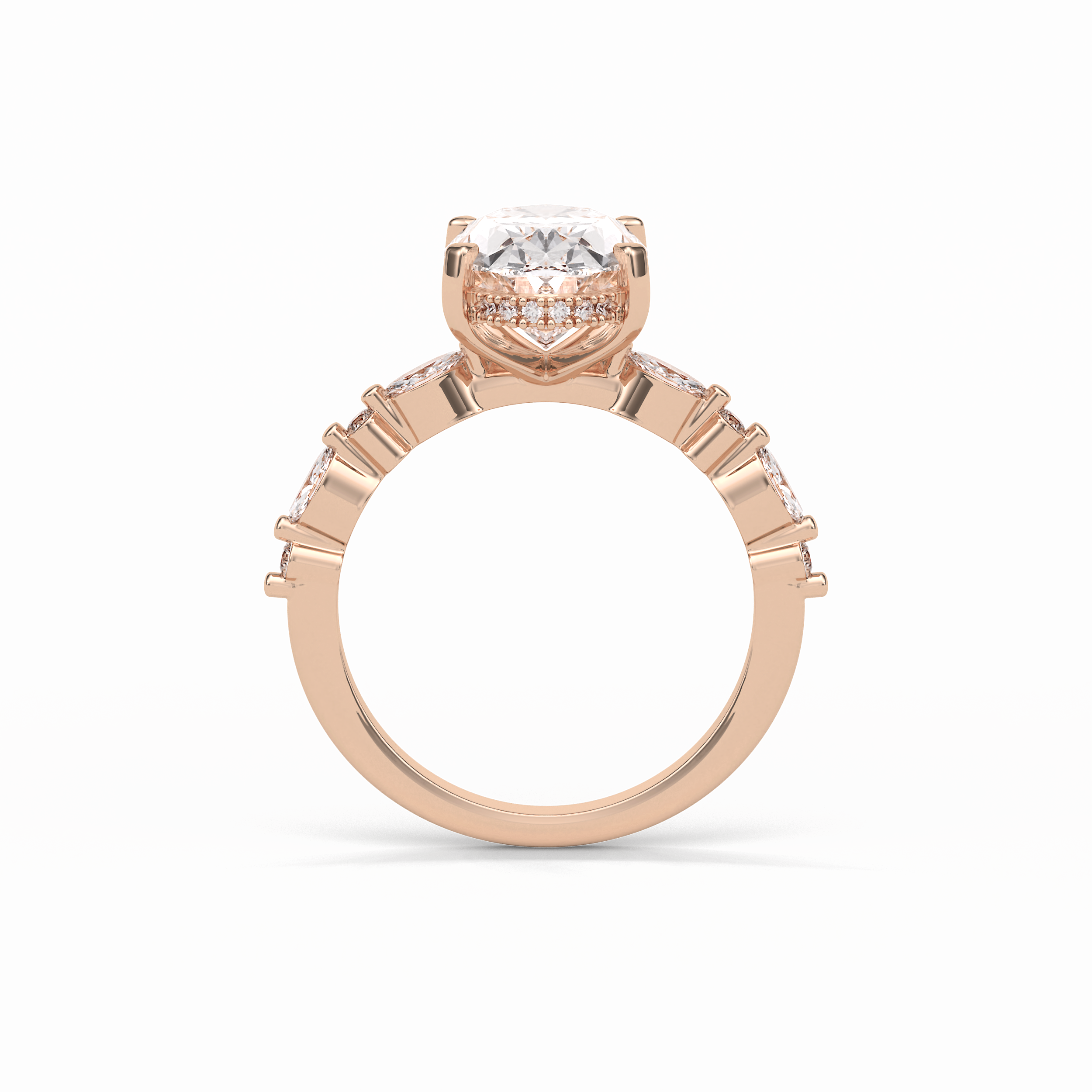 4.0 CT Oval Cut Dainty & Hidden Halo Style Moissanite Engagement Ring 8