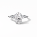 4.0 CT Oval Cut Dainty & Hidden Halo Style Moissanite Engagement Ring 1
