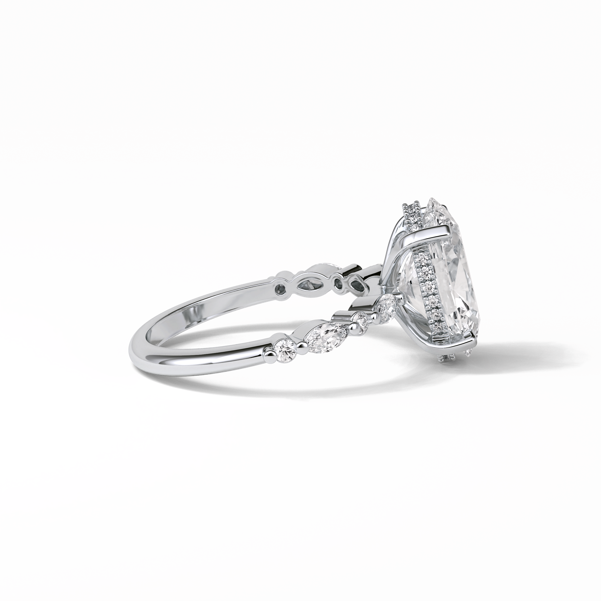 4.0 CT Oval Cut Dainty & Hidden Halo Style Moissanite Engagement Ring 6