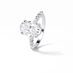 4.0 CT Oval Cut Dainty & Hidden Halo Style Moissanite Engagement Ring 2