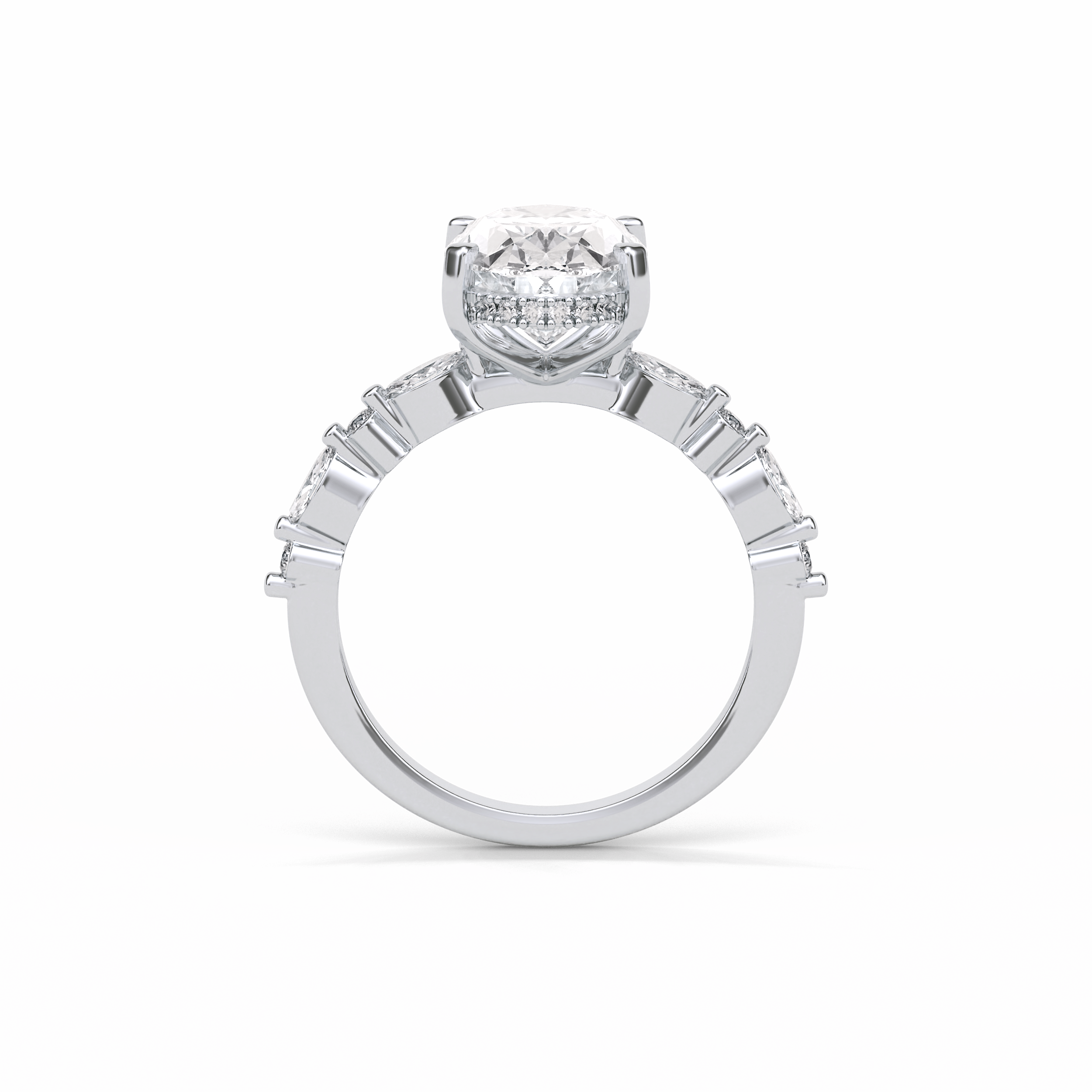 4.0 CT Oval Cut Dainty & Hidden Halo Style Moissanite Engagement Ring 3