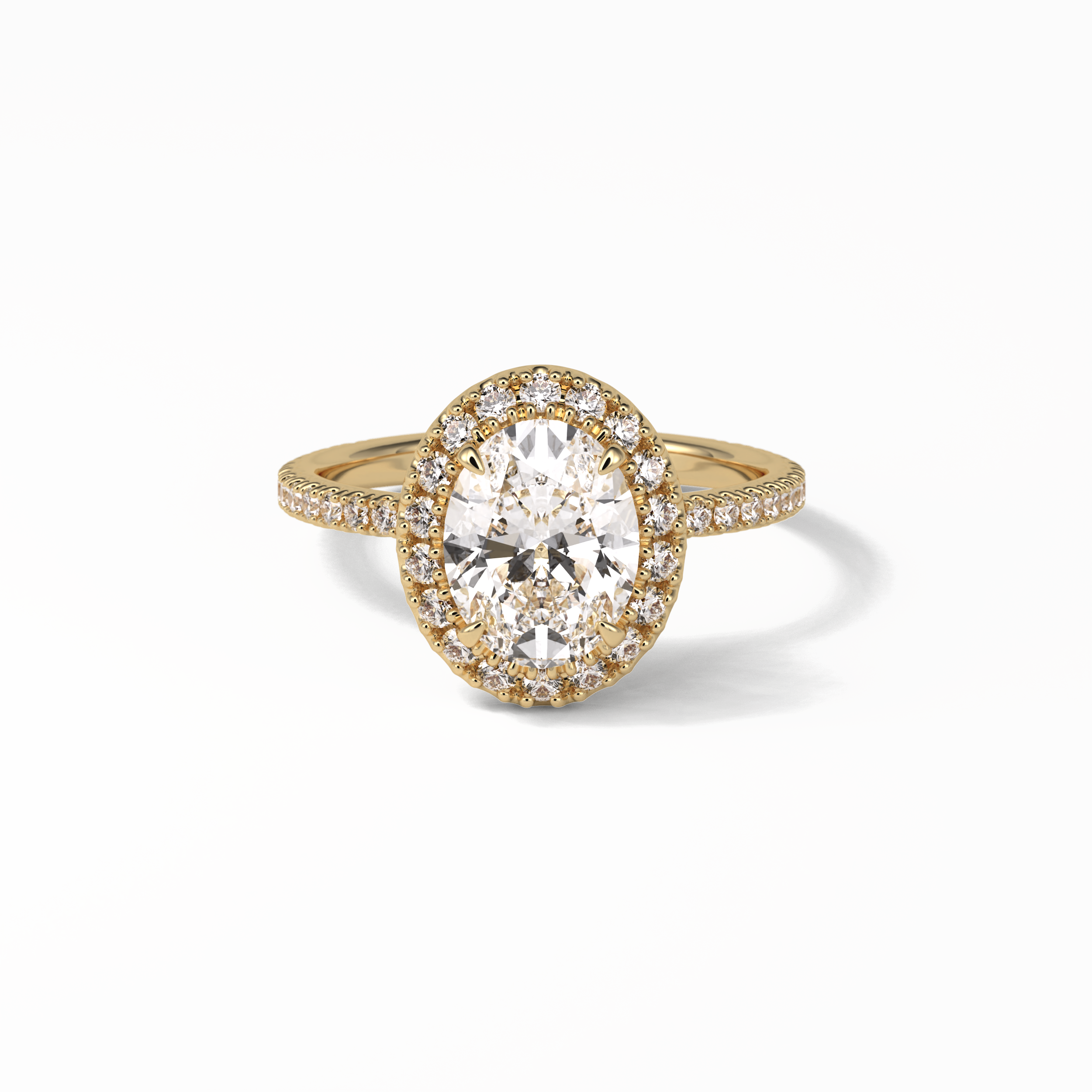 1.91 CT Oval Cut Pave & Halo Style Moissanite Engagement Ring 18