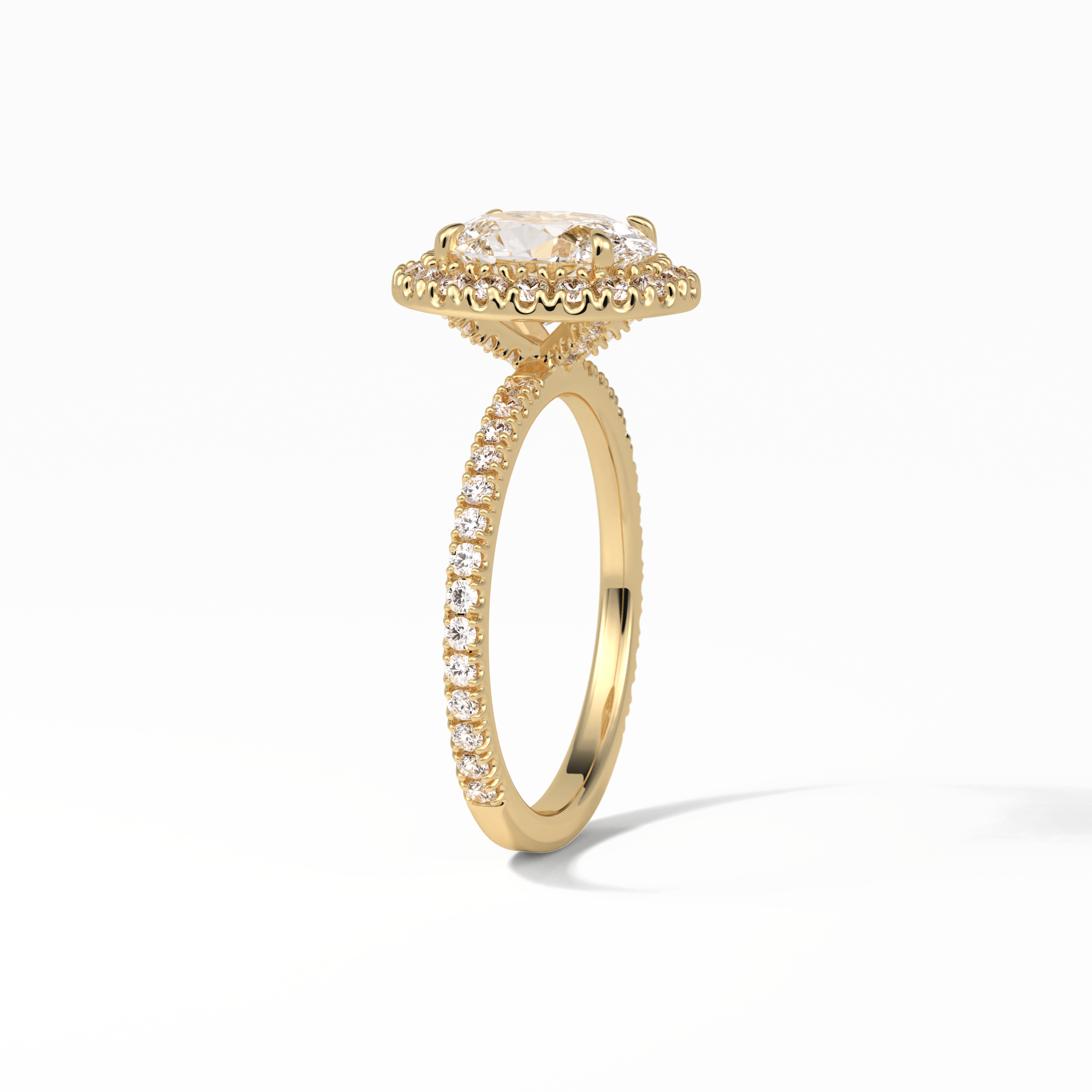 1.91 CT Oval Cut Pave & Halo Style Moissanite Engagement Ring 12