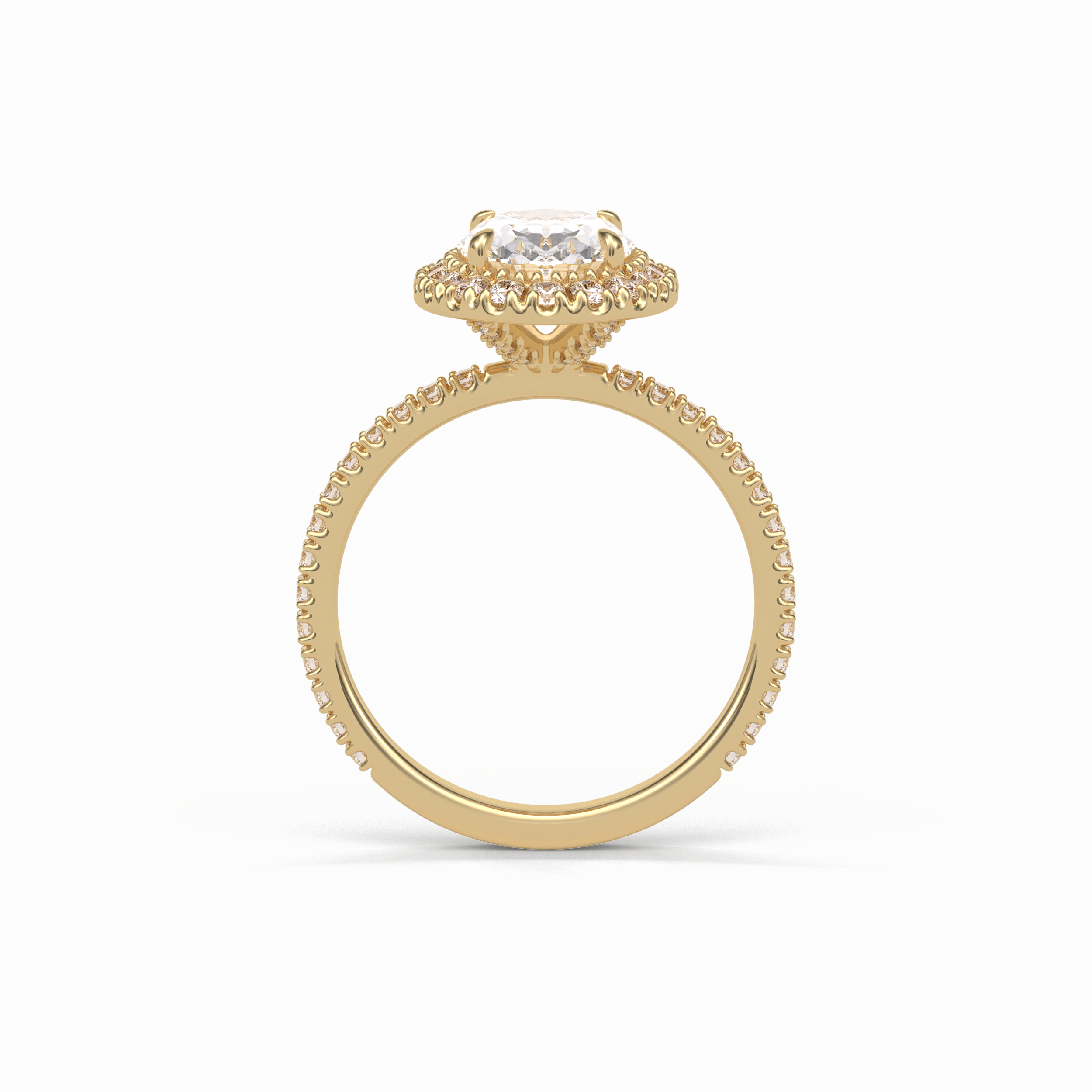 1.91 CT Oval Cut Pave & Halo Style Moissanite Engagement Ring 14