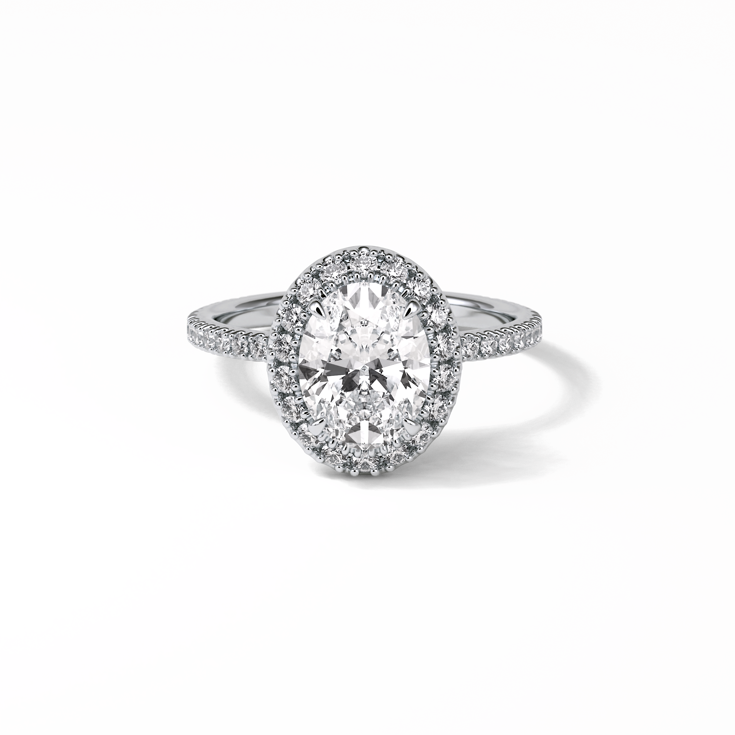 1.91 CT Oval Cut Pave & Halo Style Moissanite Engagement Ring 1