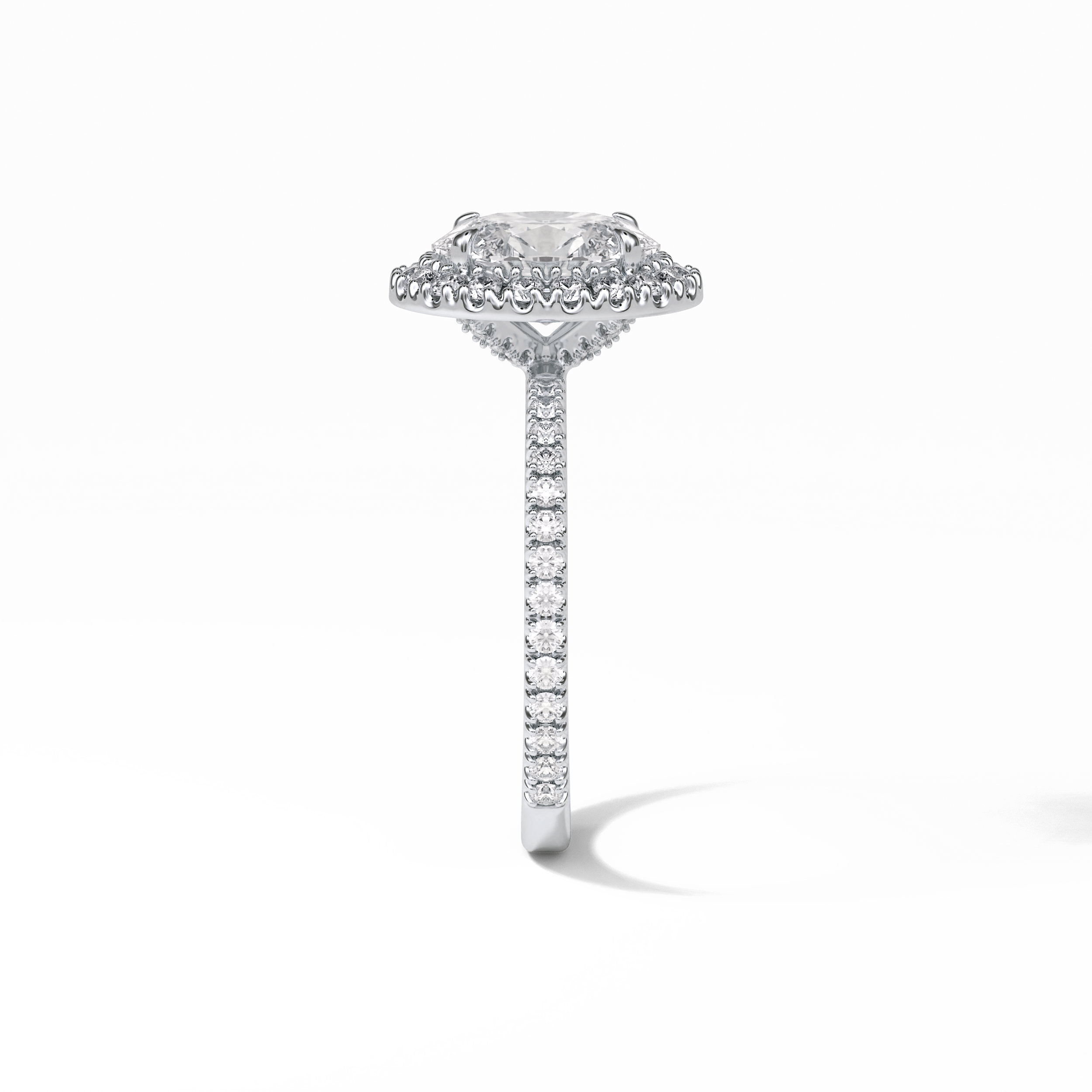 1.91 CT Oval Cut Pave & Halo Style Moissanite Engagement Ring 3