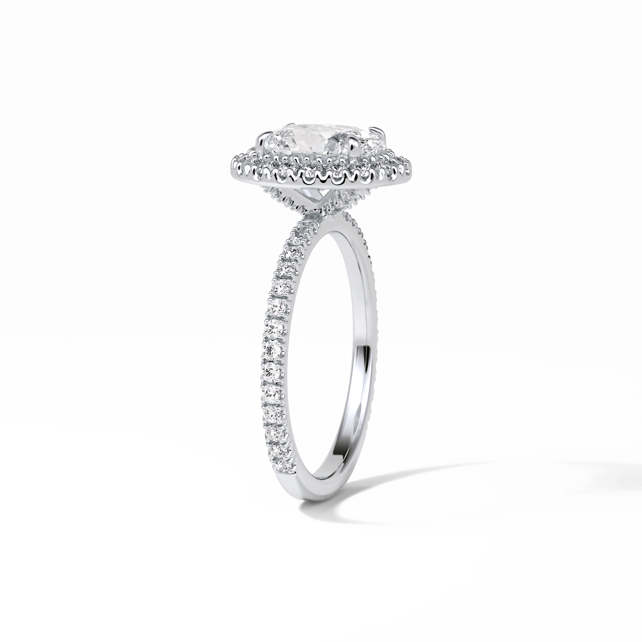 1.91 CT Oval Cut Pave & Halo Style Moissanite Engagement Ring 4