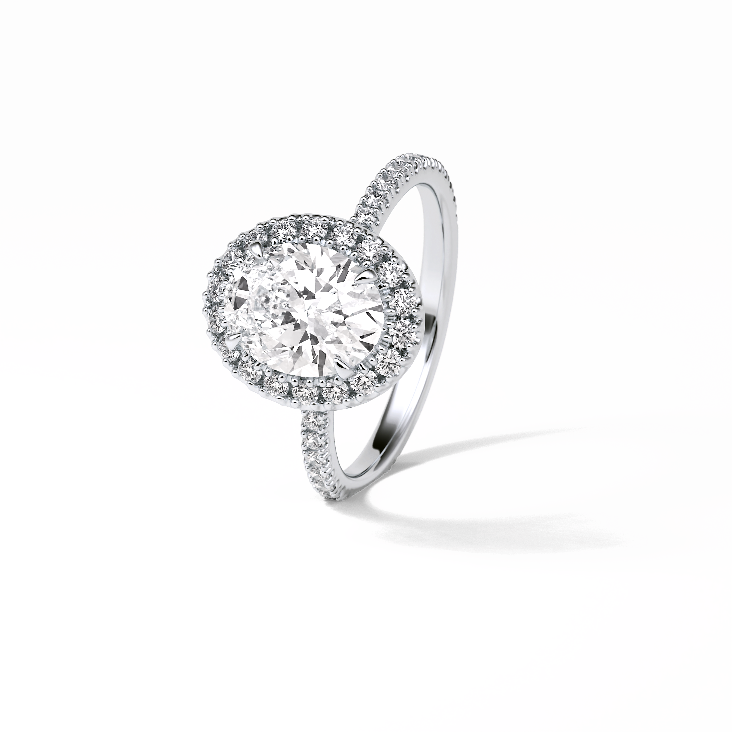 1.91 CT Oval Cut Pave & Halo Style Moissanite Engagement Ring 5