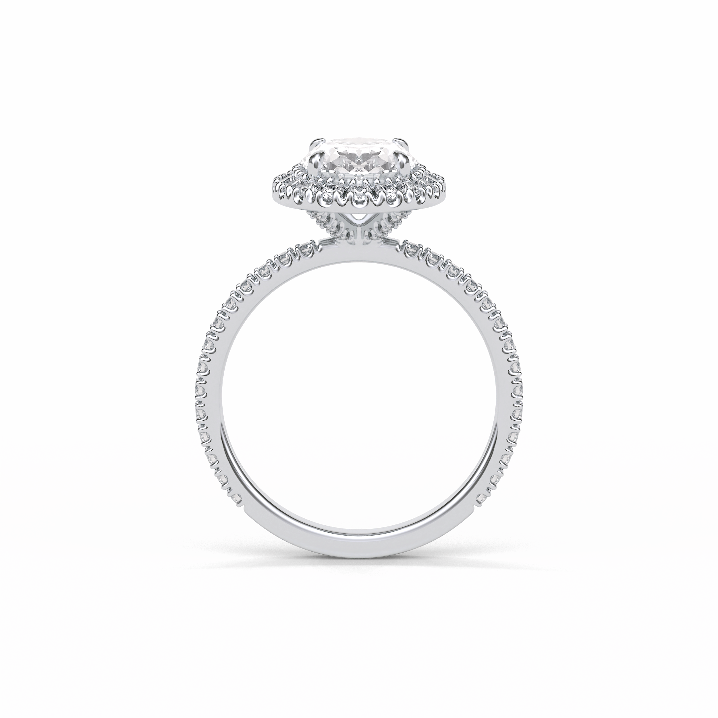 1.91 CT Oval Cut Pave & Halo Style Moissanite Engagement Ring 6