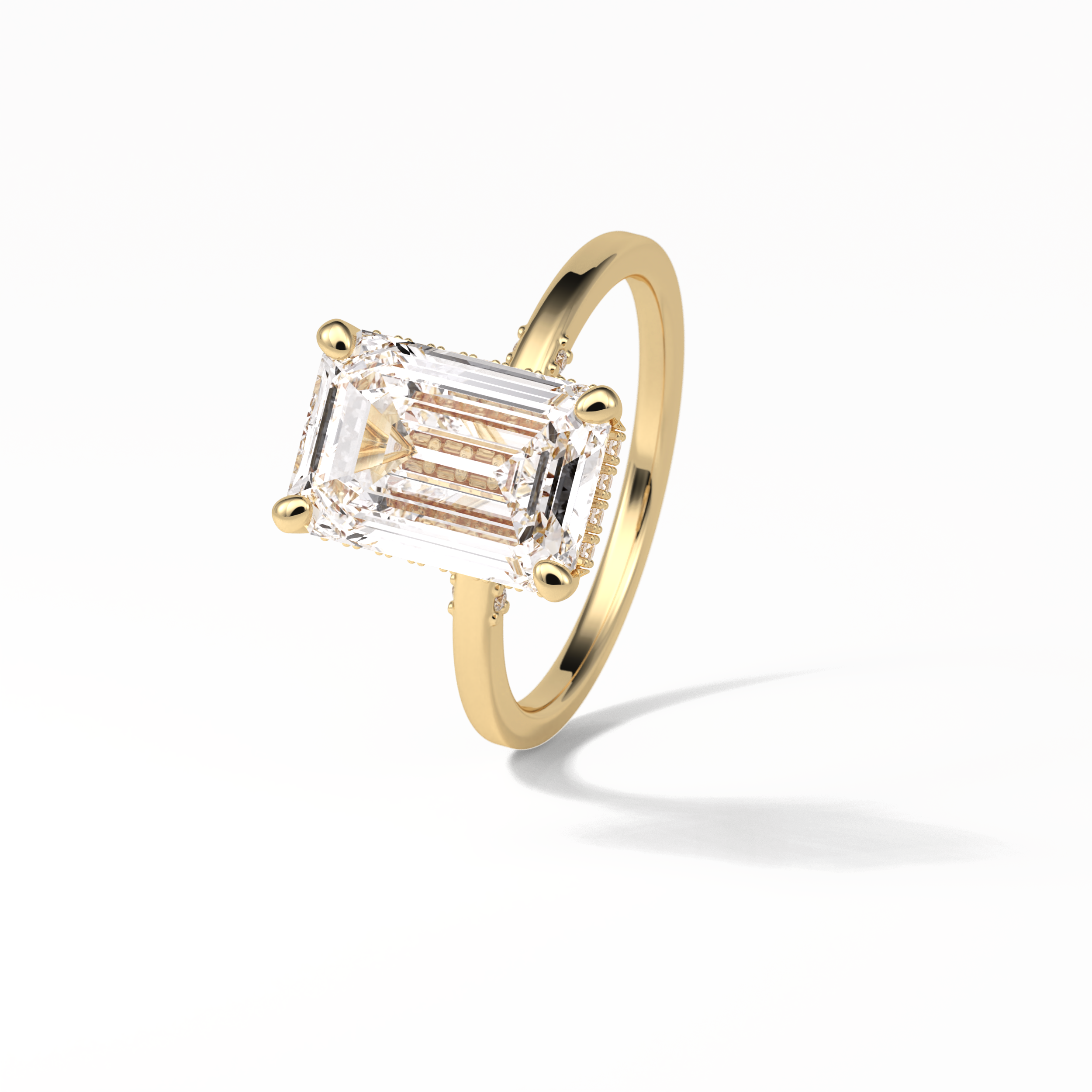4.15 CT Emerald Cut Pave & Hidden Halo Style Moissanite Engagement Ring 20