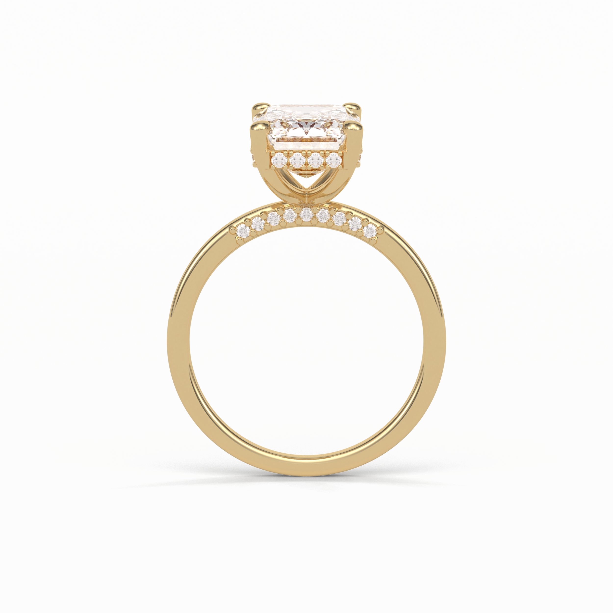 4.15 CT Emerald Cut Pave & Hidden Halo Style Moissanite Engagement Ring 21