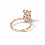 4.15 CT Emerald Cut Pave & Hidden Halo Style Moissanite Engagement Ring 10