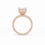 4.15 CT Emerald Cut Pave & Hidden Halo Style Moissanite Engagement Ring 9