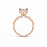 4.15 CT Emerald Cut Pave & Hidden Halo Style Moissanite Engagement Ring 9
