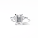 4.15 CT Emerald Cut Pave & Hidden Halo Style Moissanite Engagement Ring 1