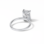 4.15 CT Emerald Cut Pave & Hidden Halo Style Moissanite Engagement Ring 3
