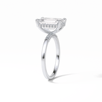 4.15 CT Emerald Cut Pave & Hidden Halo Style Moissanite Engagement Ring 6