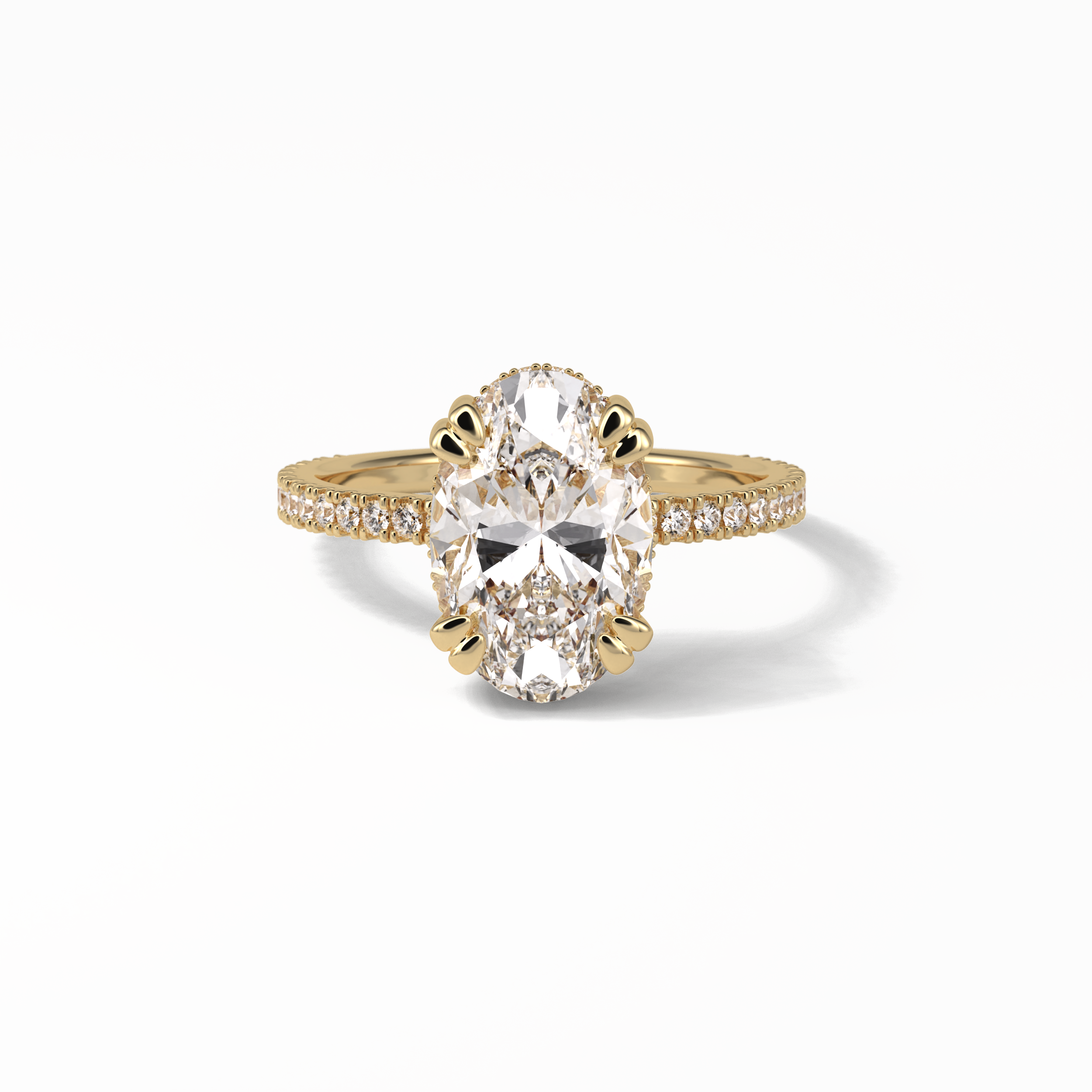 4.0 CT Oval Cut Pave & Hidden Halo Style Moissanite Engagement Ring 15