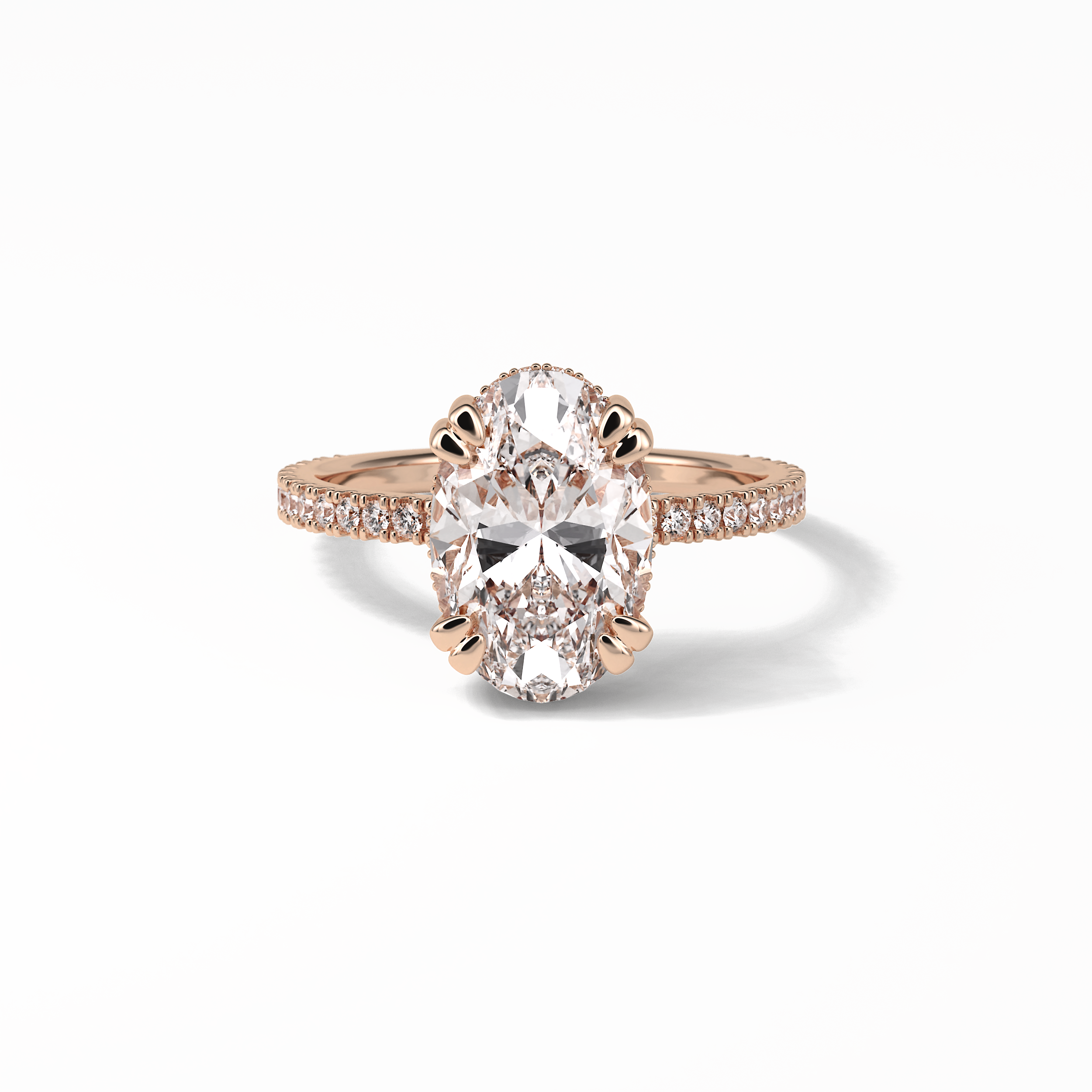4.0 CT Oval Cut Pave & Hidden Halo Style Moissanite Engagement Ring 8