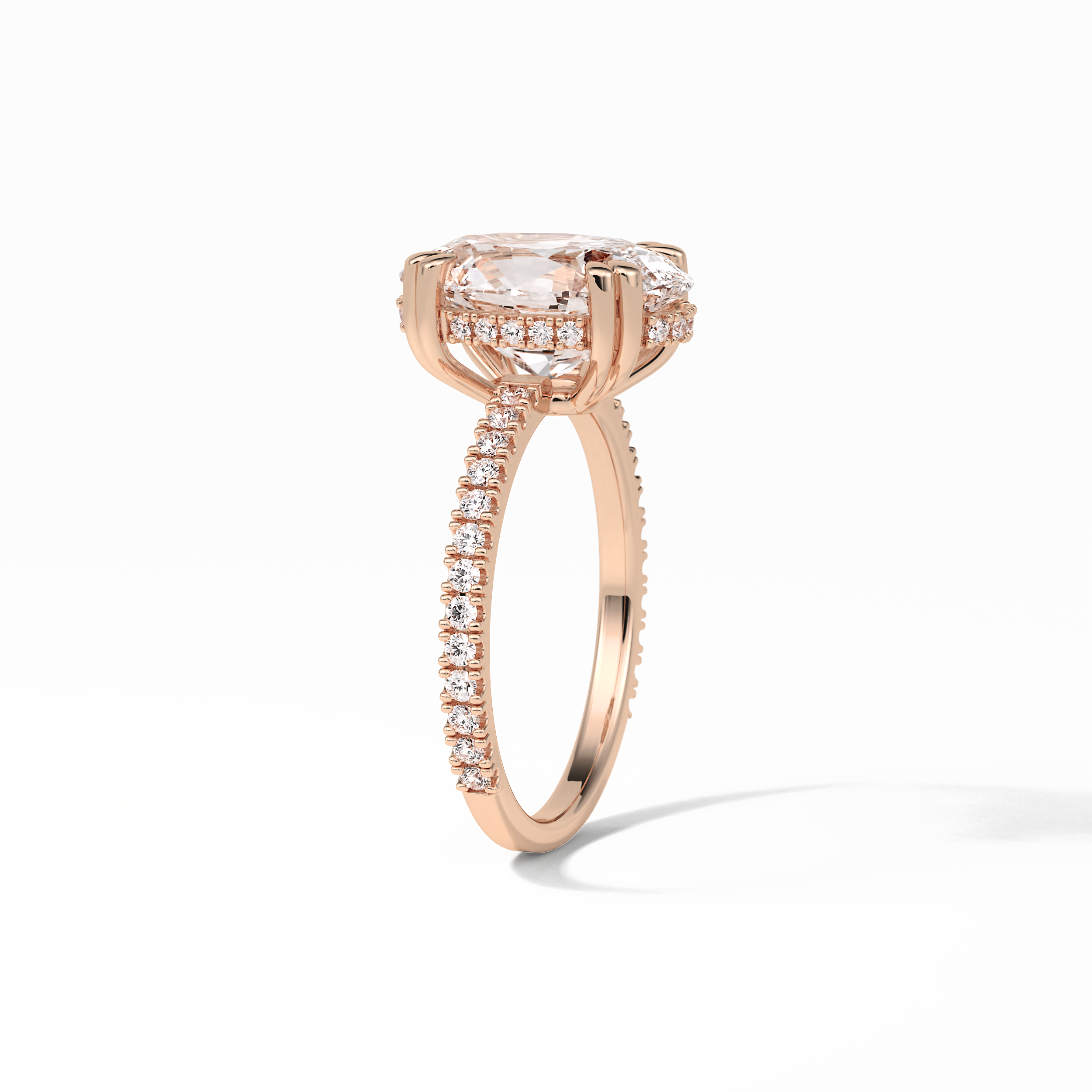 4.0 CT Oval Cut Pave & Hidden Halo Style Moissanite Engagement Ring 9