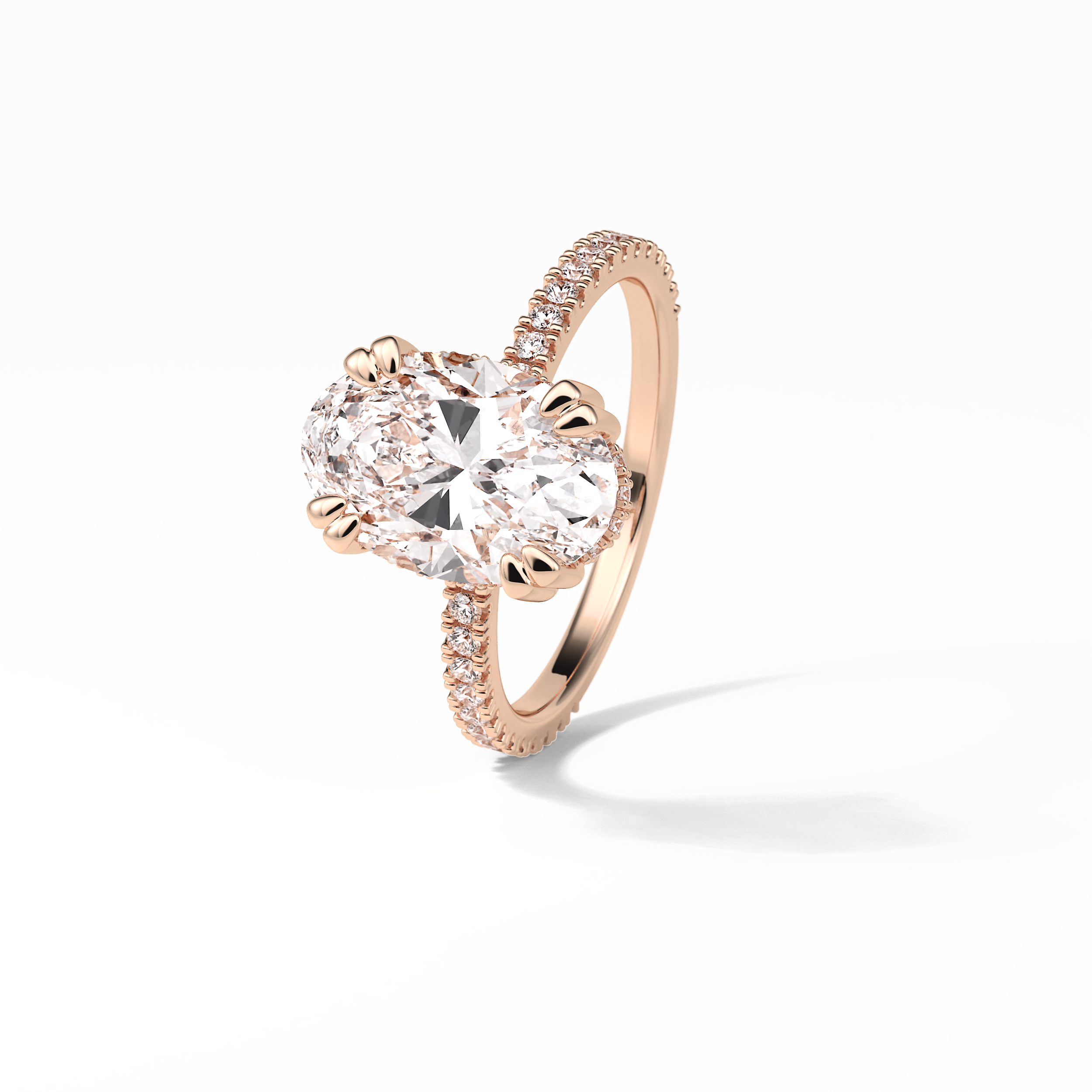 4.0 CT Oval Cut Pave & Hidden Halo Style Moissanite Engagement Ring 10