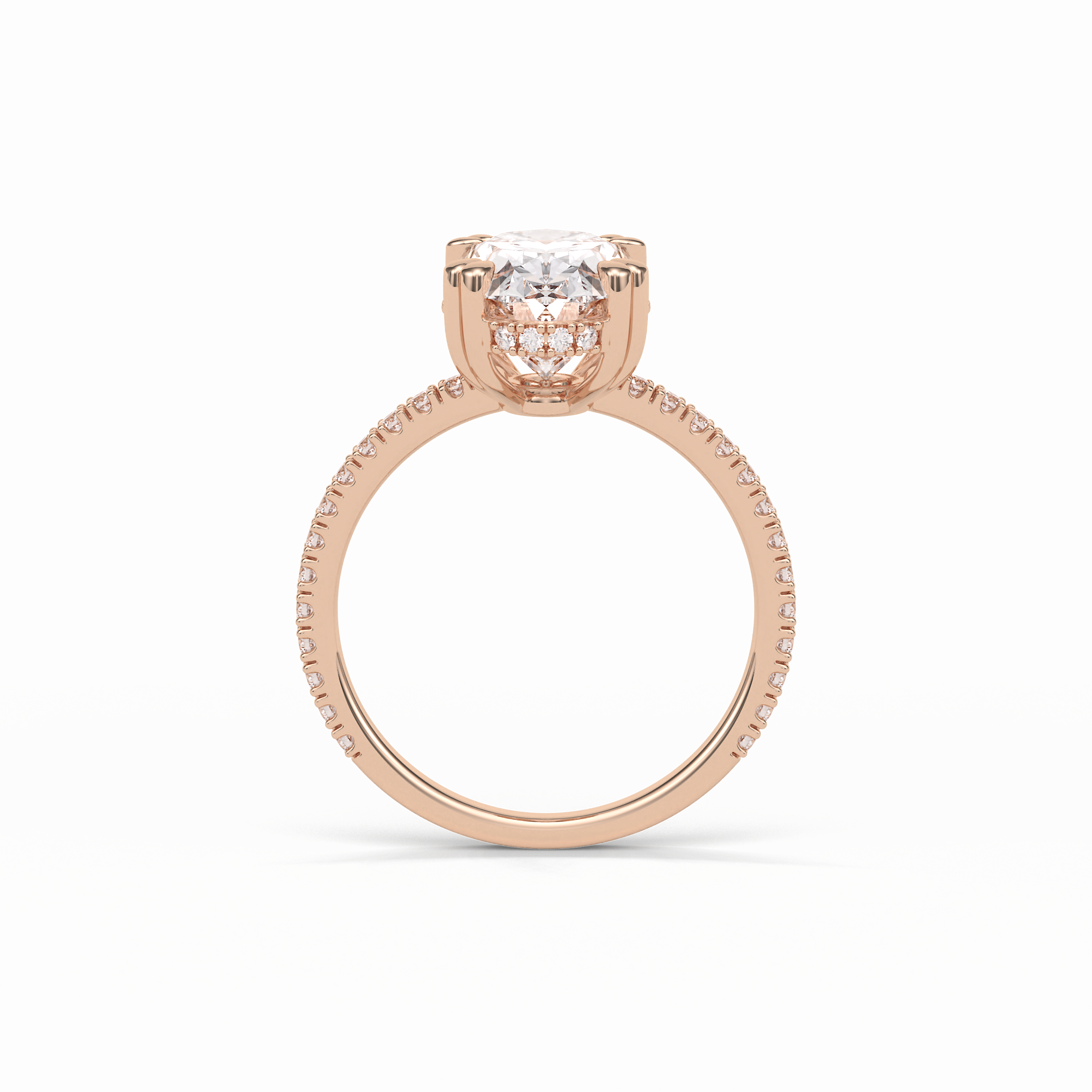 4.0 CT Oval Cut Pave & Hidden Halo Style Moissanite Engagement Ring 11