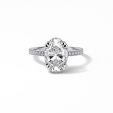 4.0 CT Oval Cut Pave & Hidden Halo Style Moissanite Engagement Ring 1